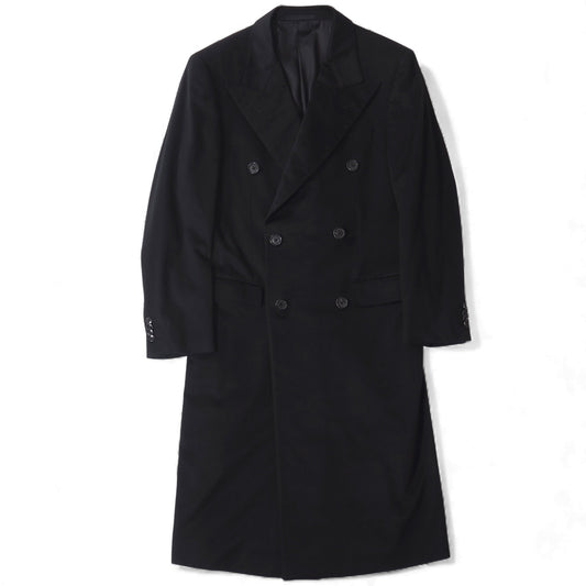 美品 エルメネジルドゼニア Ermenegildo Zegna SU MISURA ピュアカシミヤ ダブルブレスト コート 44 M相当 ブラック メンズ 正規品 5-ZK018