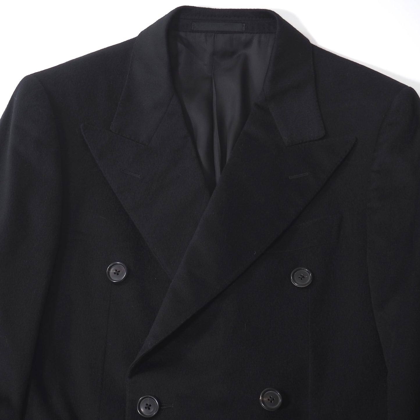 美品 エルメネジルドゼニア Ermenegildo Zegna SU MISURA ピュアカシミヤ ダブルブレスト コート 44 M相当 ブラック メンズ 正規品 5-ZK018
