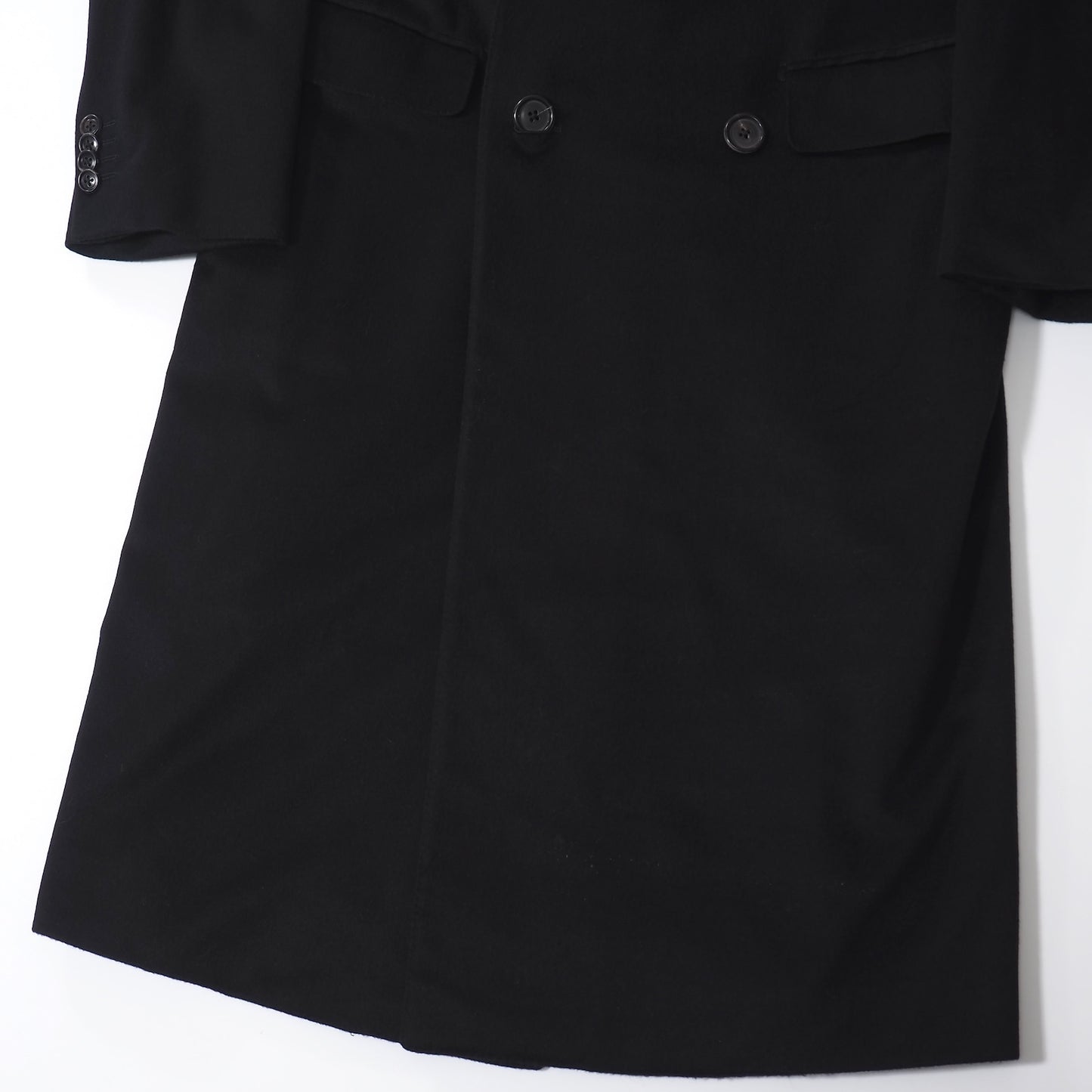 美品 エルメネジルドゼニア Ermenegildo Zegna SU MISURA ピュアカシミヤ ダブルブレスト コート 44 M相当 ブラック メンズ 正規品 5-ZK018