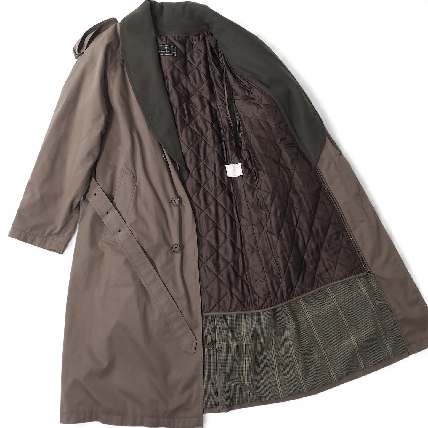 エルメネジルドゼニア Ermenegildo Zegna イタリア製 ショールカラー ライナー付き トレンチコート 46 グレージュ メンズ 正規品 5-ZK019