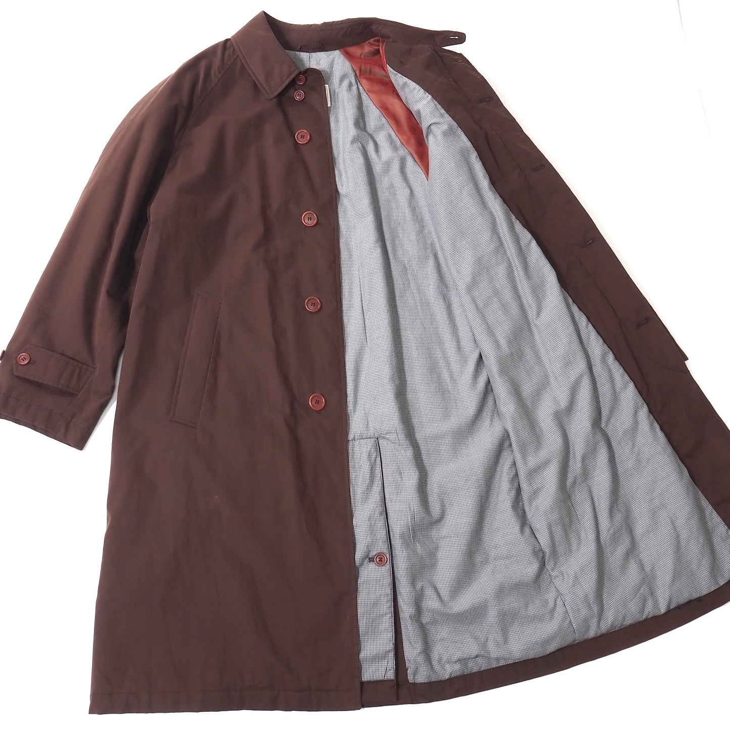 良品 エルメネジルドゼニア Ermenegildo Zegna コットン パデッド ステンカラーコート 中綿 46 レッドブラウン メンズ 正規品 5-ZK022