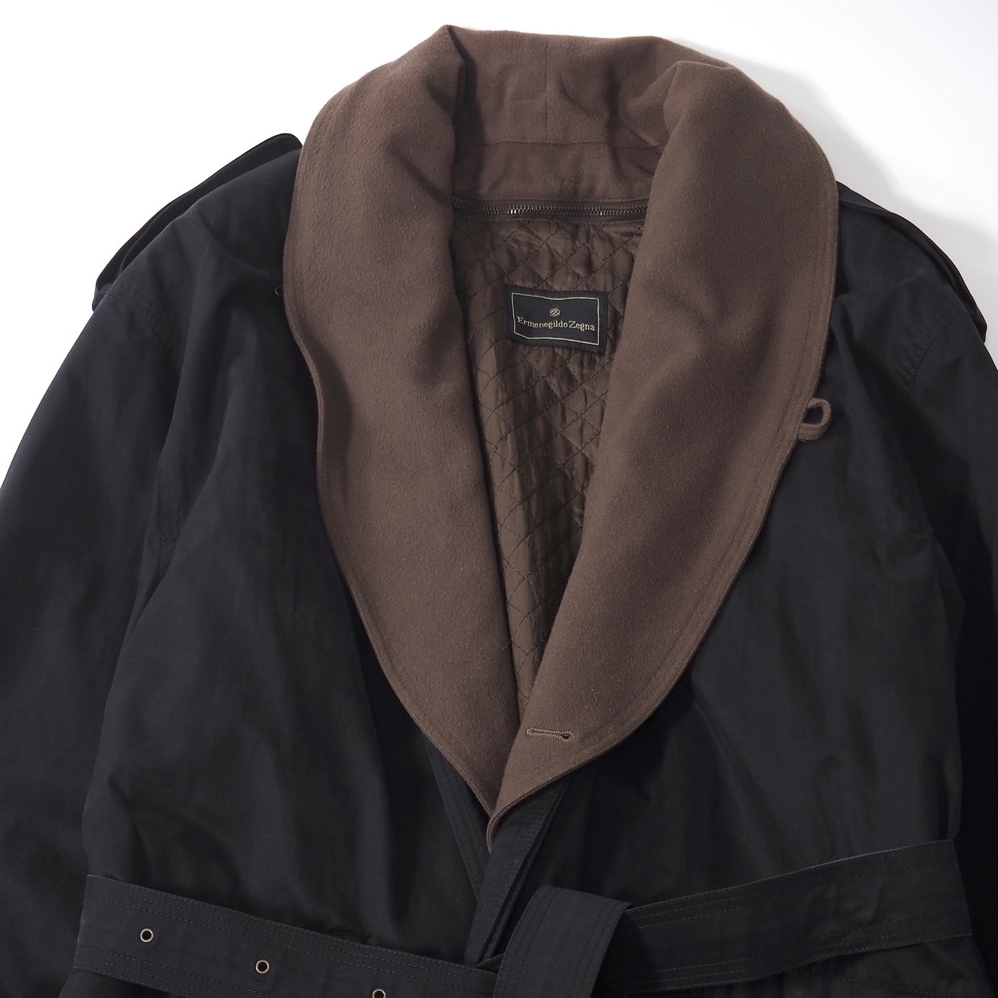 エルメネジルドゼニア Ermenegildo Zegna イタリア製 コットン インナー付きトレンチコート 46 ブラック メンズ 正規品 5-ZK023