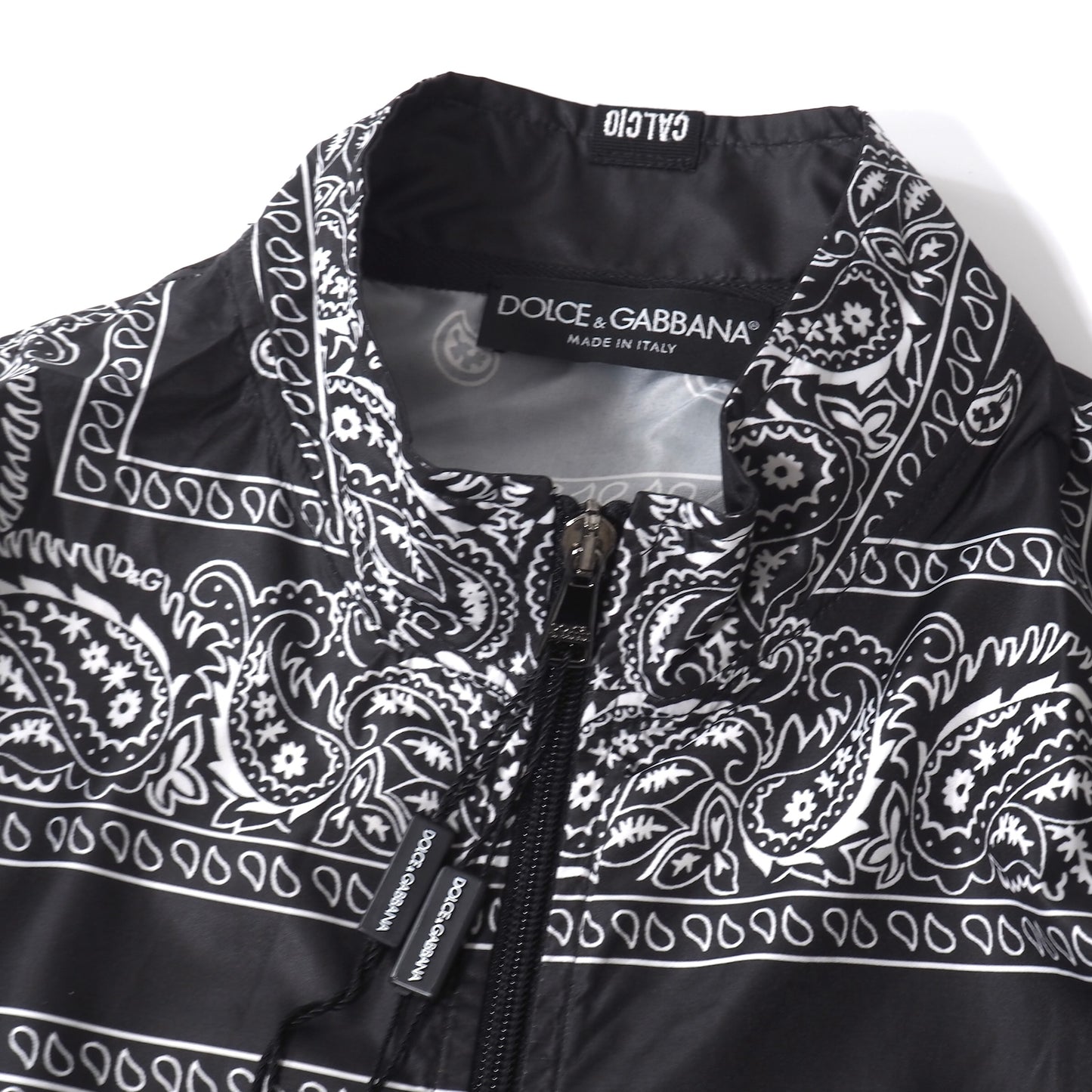 未使用 ドルチェ＆ガッバーナ DOLCE＆GABBANA イタリア製 ペイズリー柄 ジップアップ ジャケット 48 ブラック メンズ 正規品 5-ZK027