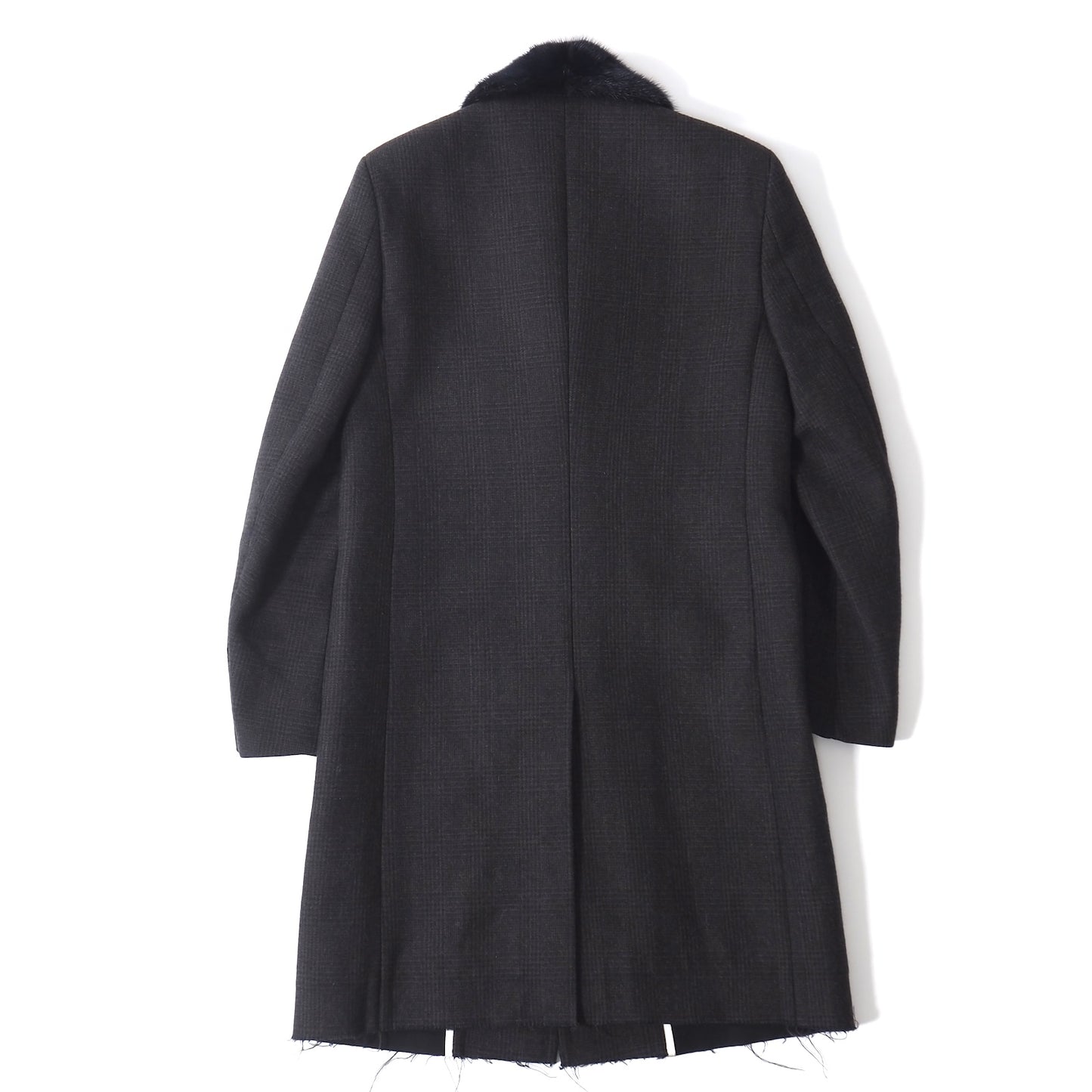 美品 マークジェイコブス MARC JACOBS イタリア製 コットン ウール コート 44 ダークグレー チェック メンズ 正規品 5-ZK028