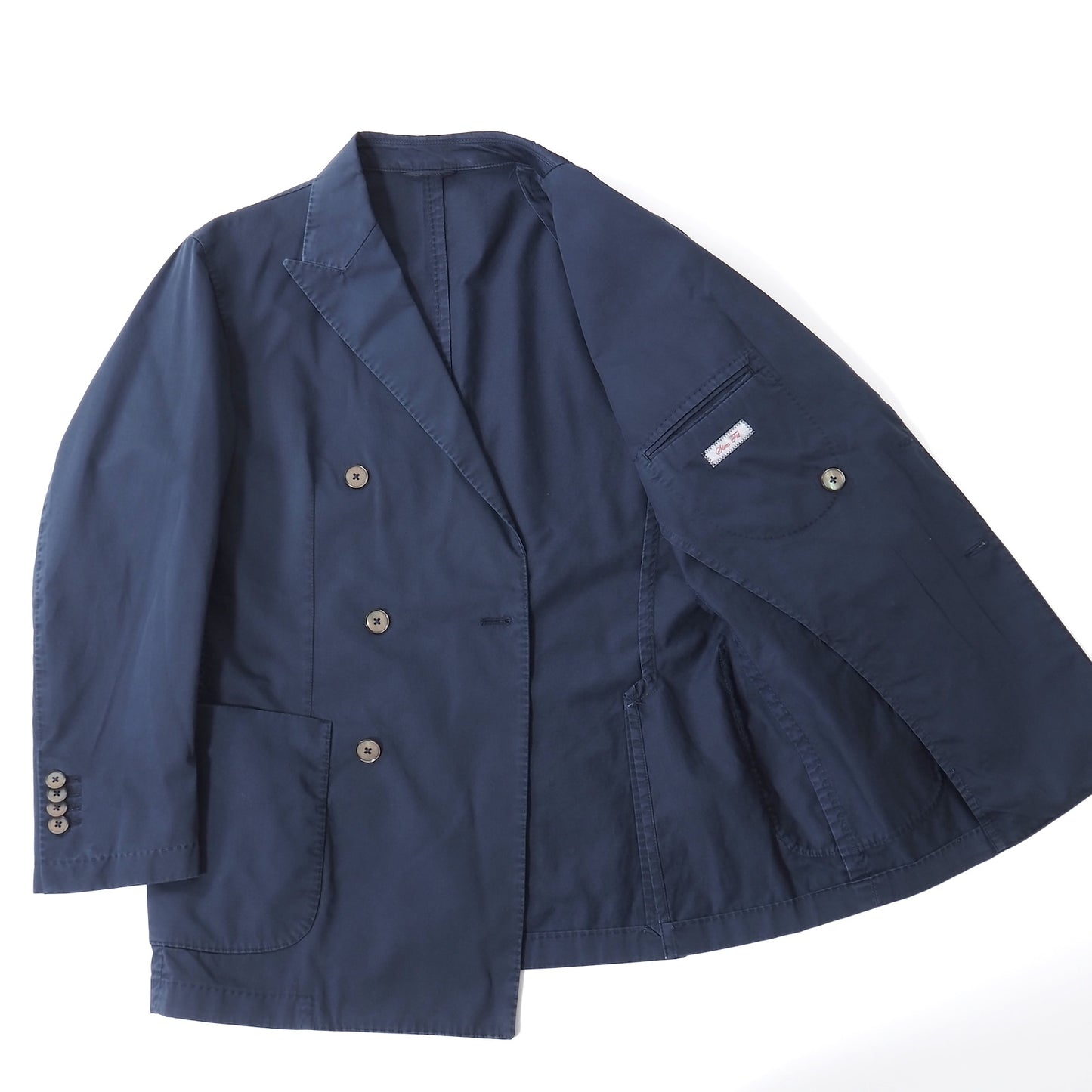 エルビーエム L.B.M.1911 イタリア製 ダブルブレスト コットン スーツ ジャケット パンツ 48 ネイビー メンズ 正規品 5-ZK030