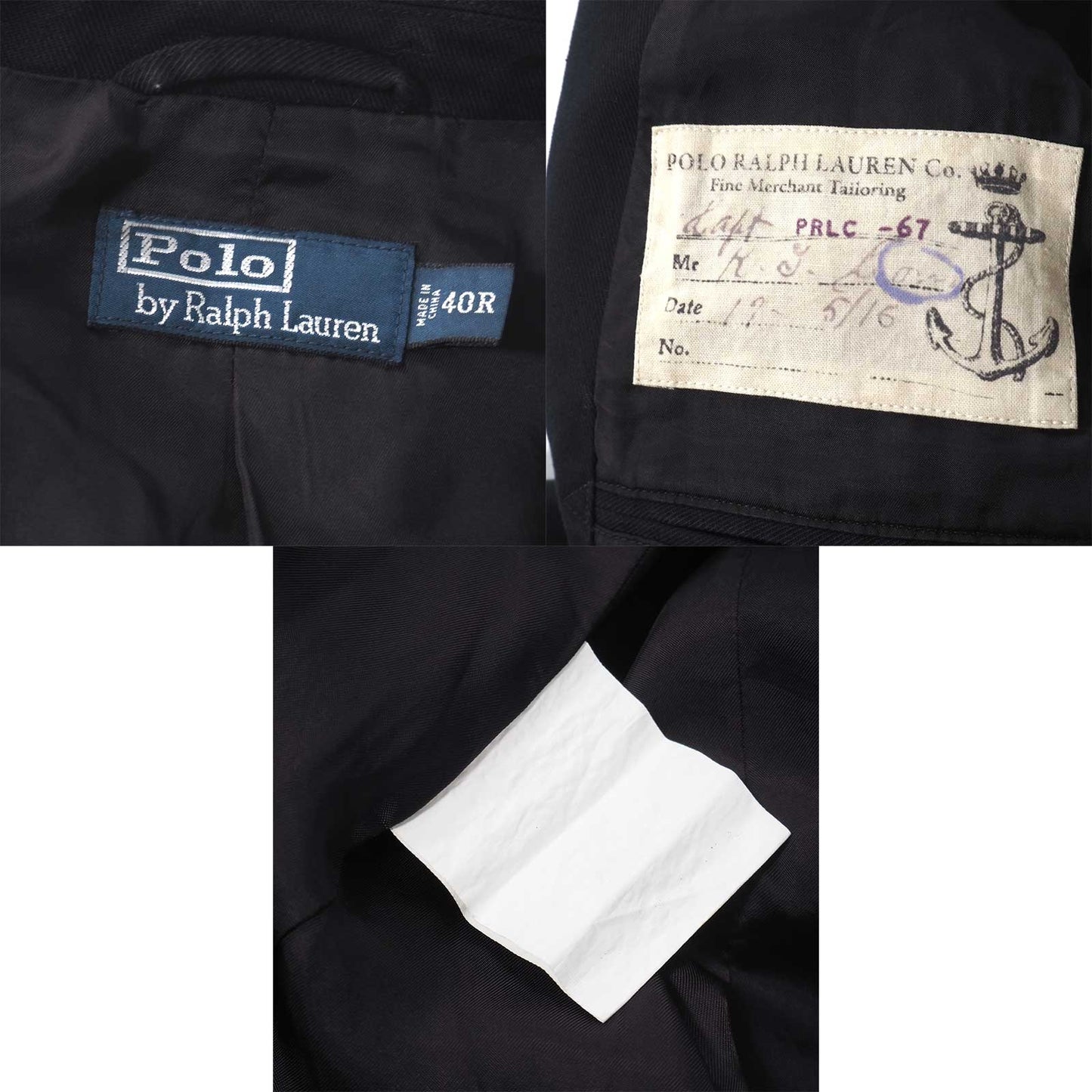 ポロラルフローレン Polo by Ralph Lauren エンブロイダリー エンブレム刺繍 金ボタン ダブルブレスト ジャケット US40 ダークネイビー メンズ 正規品 5-ZK033