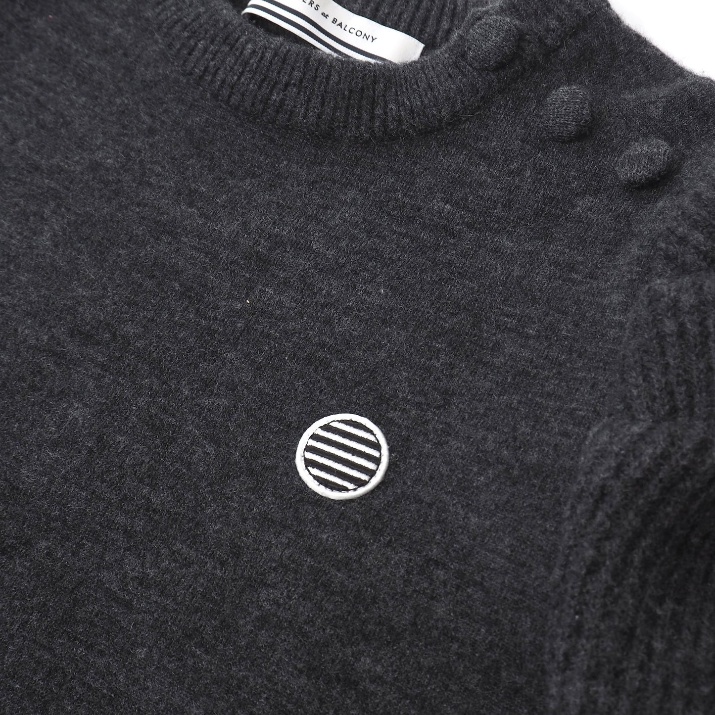 良品 ボーダーズアットバルコニー BORDERS at BALCONY 22年製 ウール ロングスリーブ ニット ワンピース 38 ダークグレー レディース 正規品 5-ZK034