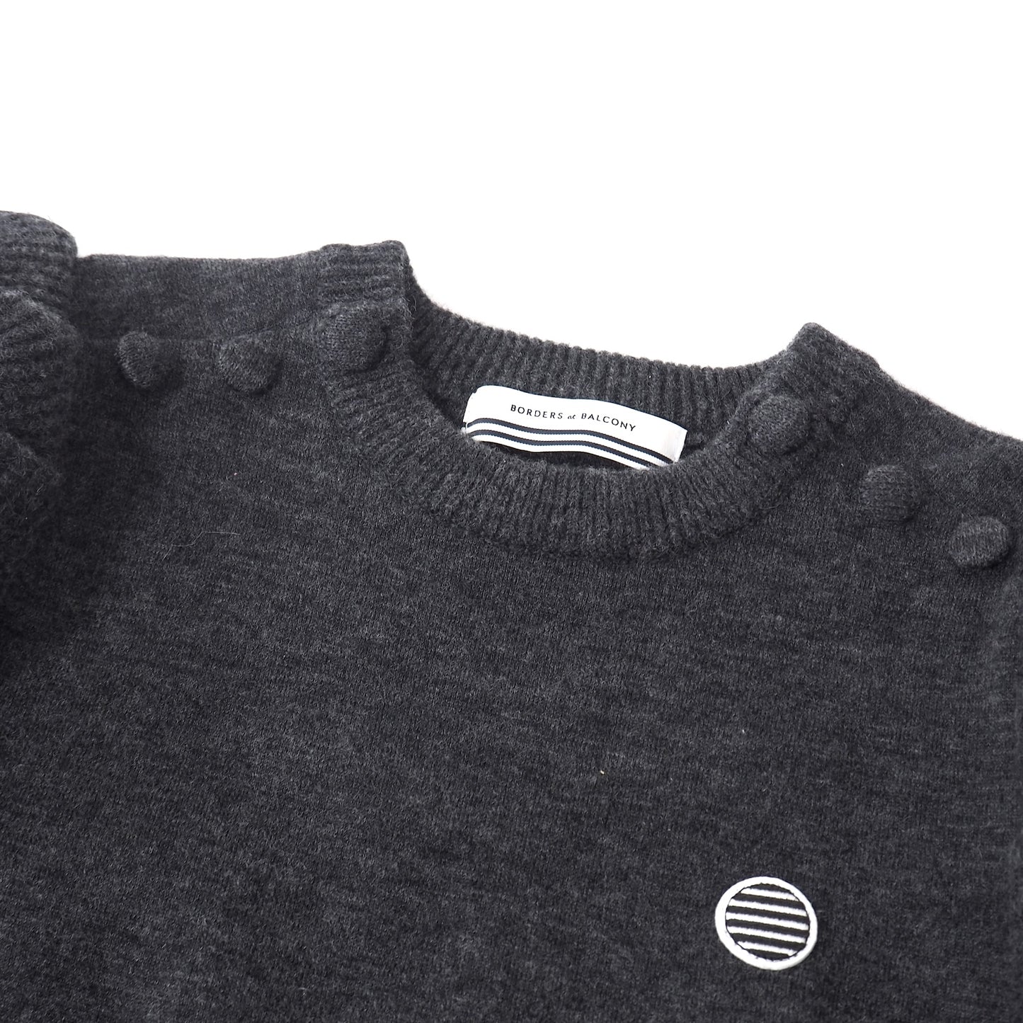 良品 ボーダーズアットバルコニー BORDERS at BALCONY 22年製 ウール ロングスリーブ ニット ワンピース 38 ダークグレー レディース 正規品 5-ZK034