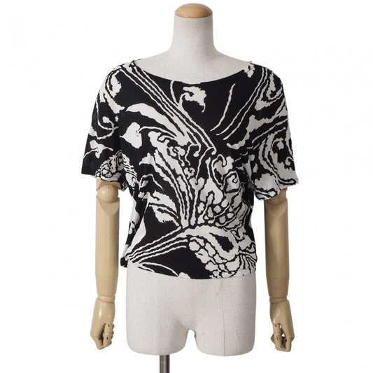 美品 グッチ GUCCI ビスコース Tシャツ カットソー S ブラック ホワイト レディース 正規品 5-ZK036