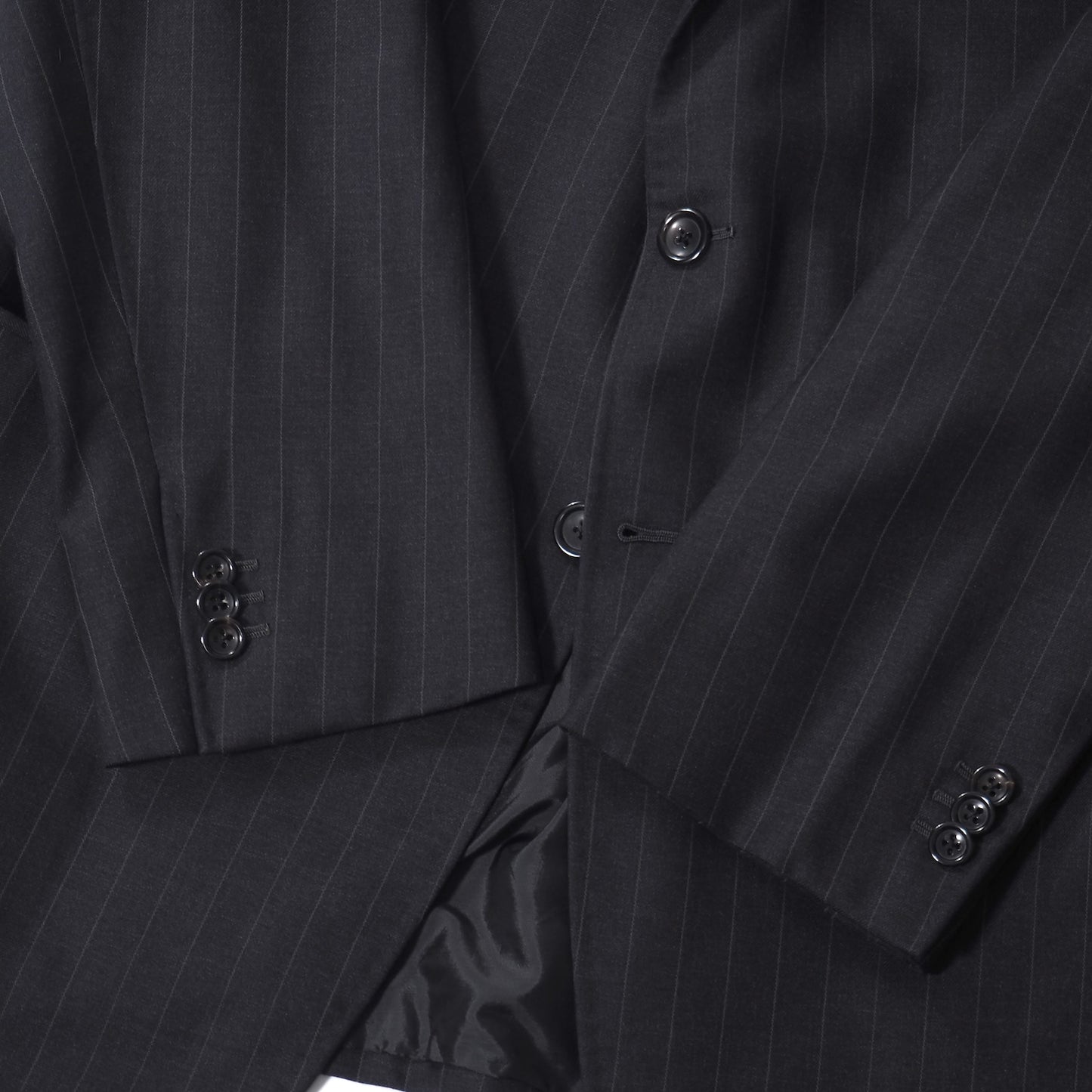 良品 ジョルジオアルマーニ GIORGIO ARMANI ヴァージンウール ストライプ セットアップ スーツ 56 ダークグレー メンズ 正規品 5-ZK045