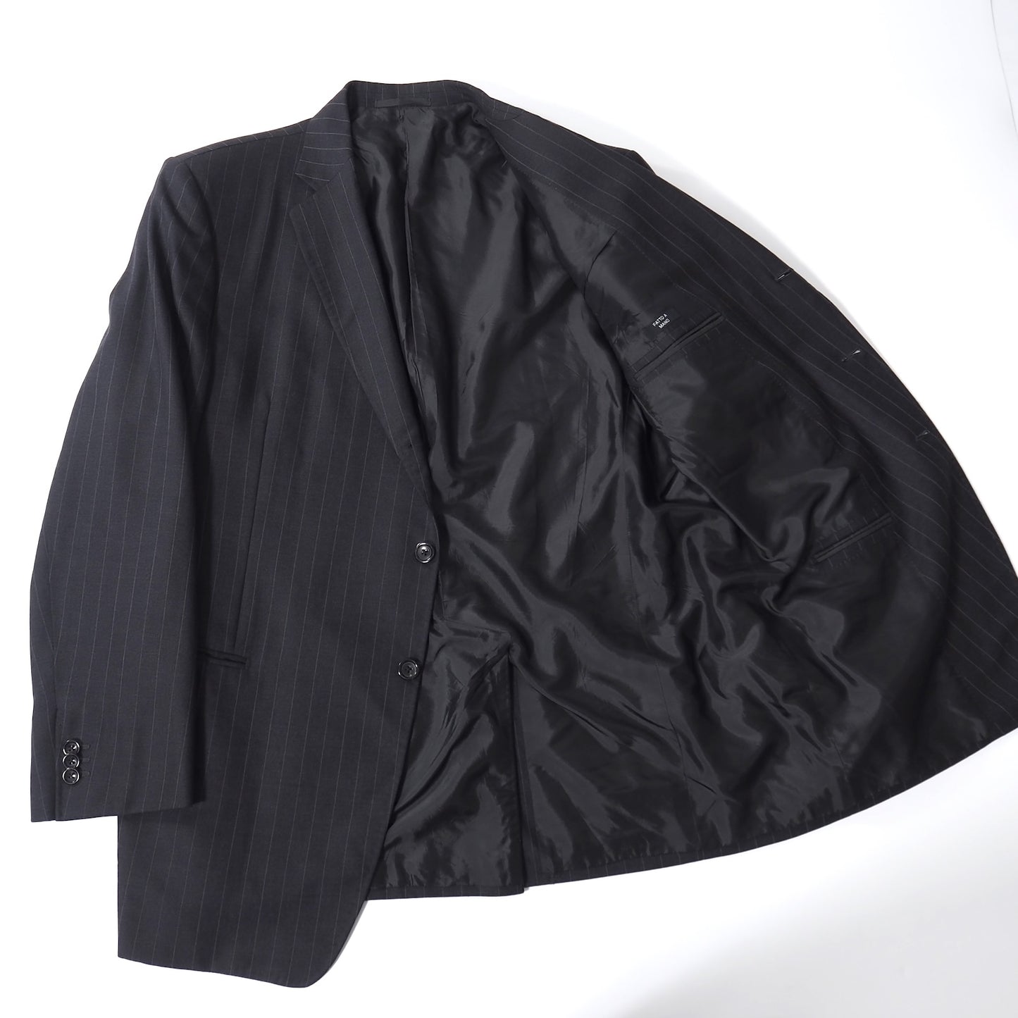 良品 ジョルジオアルマーニ GIORGIO ARMANI ヴァージンウール ストライプ セットアップ スーツ 56 ダークグレー メンズ 正規品 5-ZK045