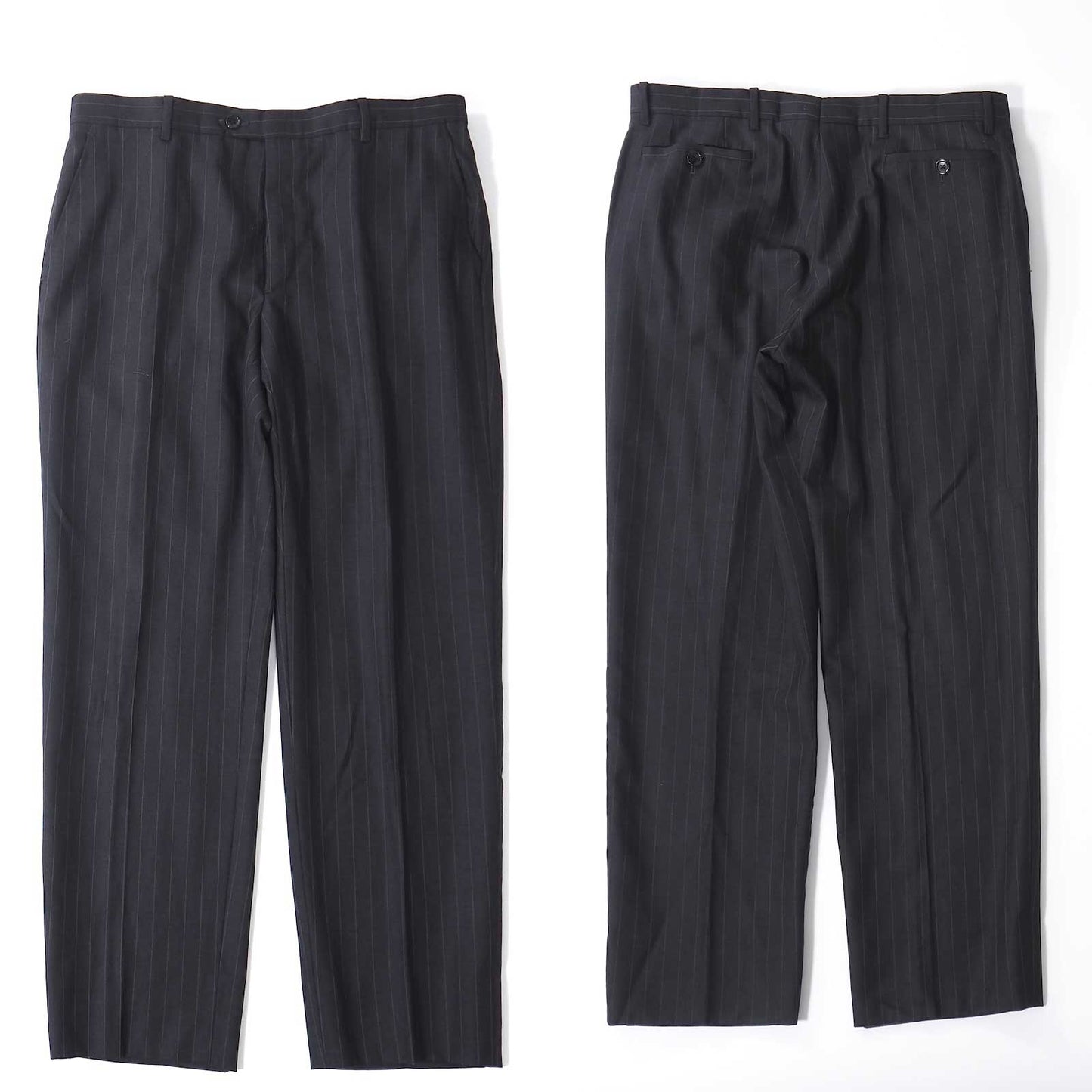 良品 ジョルジオアルマーニ GIORGIO ARMANI ヴァージンウール ストライプ セットアップ スーツ 56 ダークグレー メンズ 正規品 5-ZK045