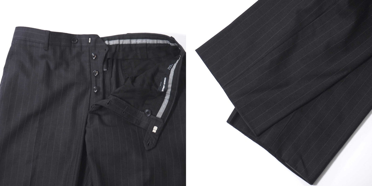 良品 ジョルジオアルマーニ GIORGIO ARMANI ヴァージンウール ストライプ セットアップ スーツ 56 ダークグレー メンズ 正規品 5-ZK045