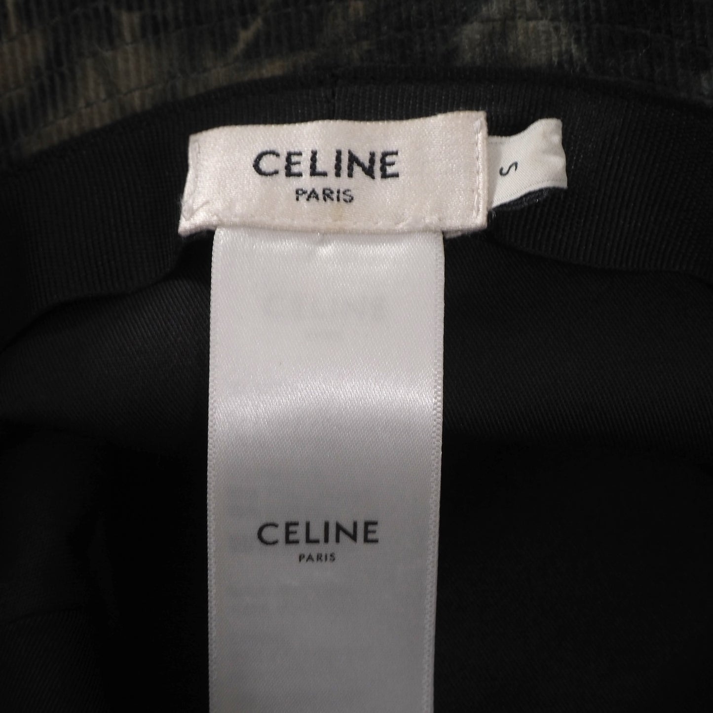 美品 セリーヌ CELINE バケットハット コーデュロイ S グリーン系 カモフラ柄 メンズ 正規品 6-AC001