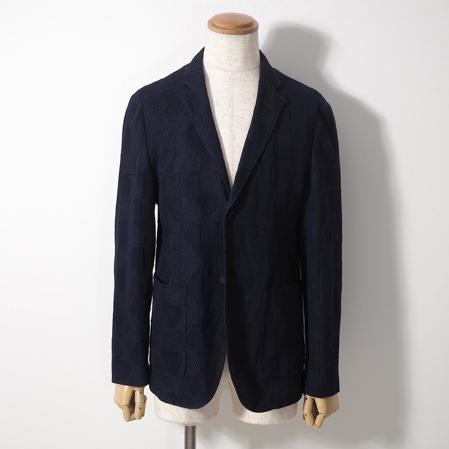 美品 エンポリオアルマーニ EMPORIO ARMANI 20年製 サマー テーラード ジャケット 48 ネイビー メンズ 正規品 6-AC006