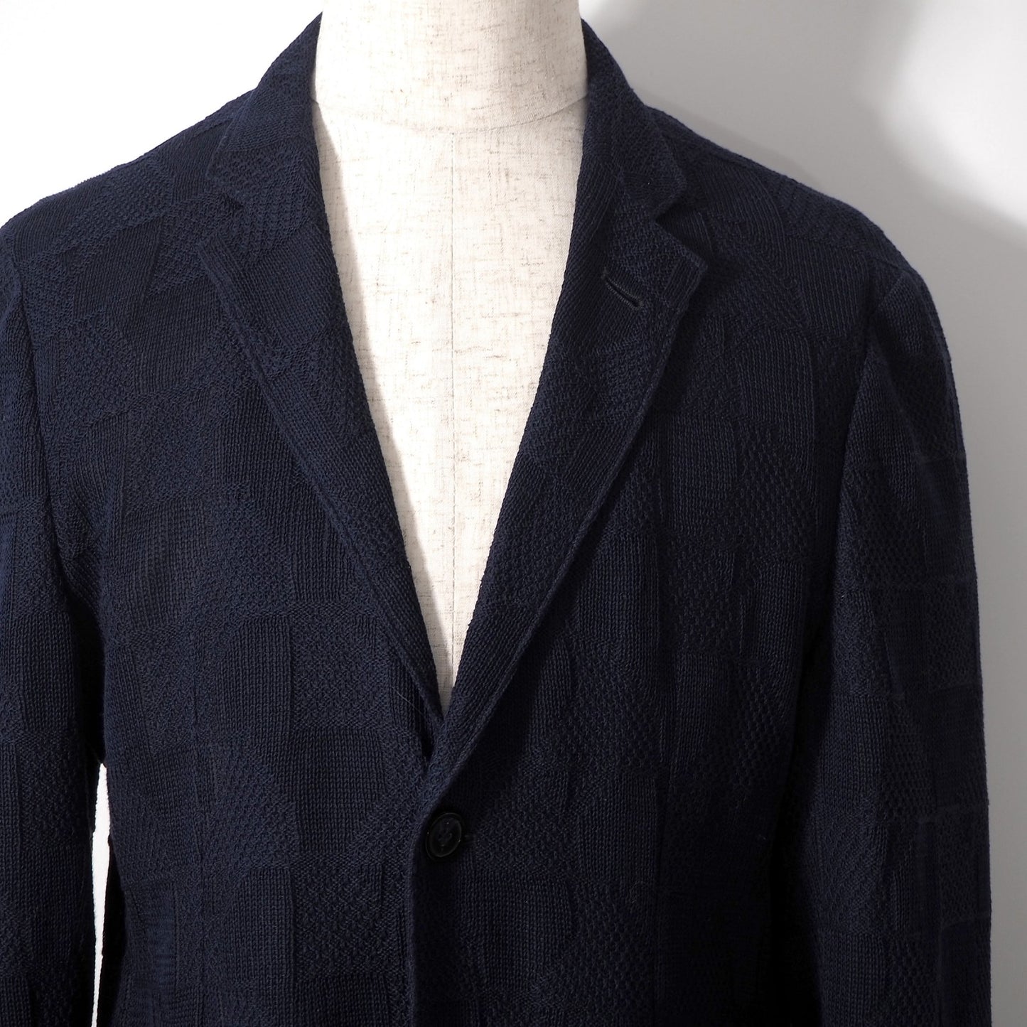 美品 エンポリオアルマーニ EMPORIO ARMANI 20年製 サマー テーラード ジャケット 48 ネイビー メンズ 正規品 6-AC006