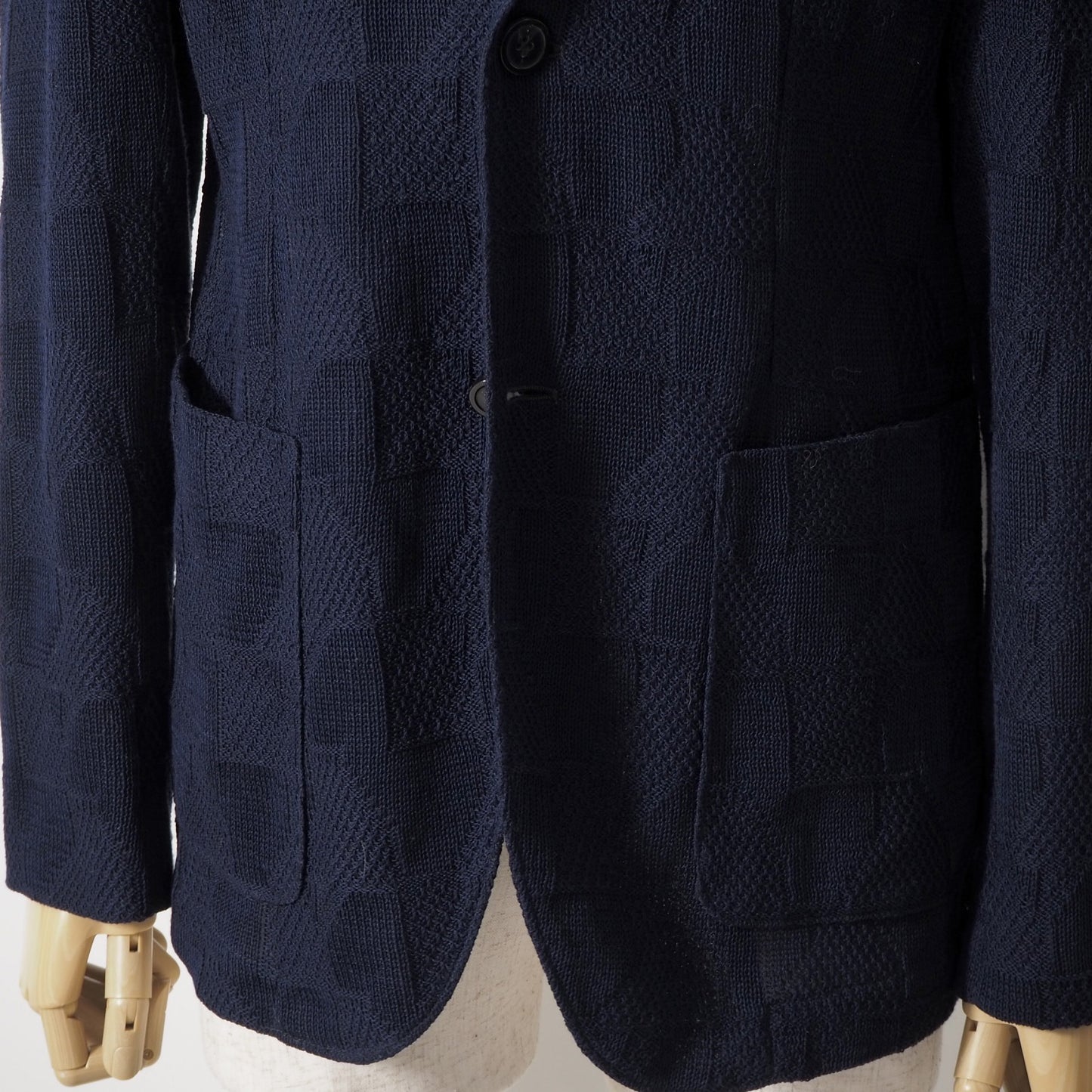 美品 エンポリオアルマーニ EMPORIO ARMANI 20年製 サマー テーラード ジャケット 48 ネイビー メンズ 正規品 6-AC006