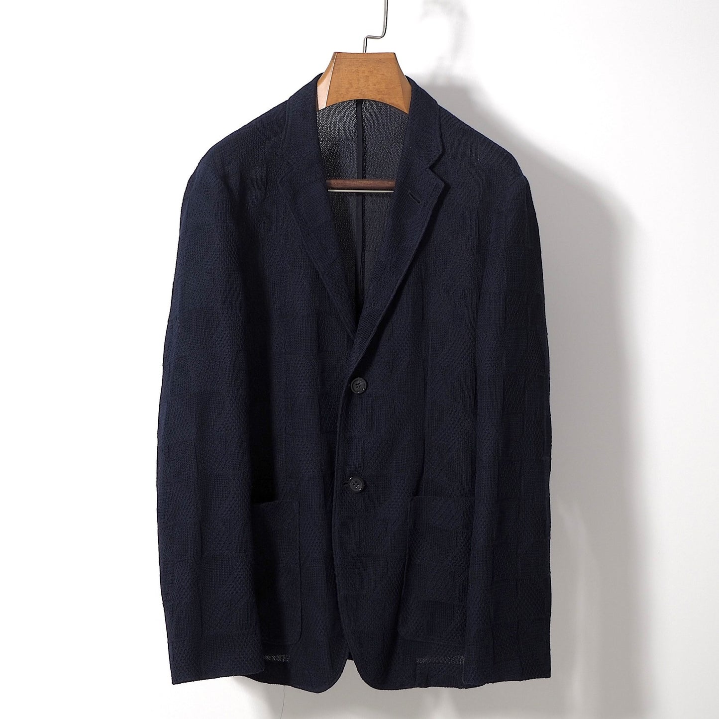 美品 エンポリオアルマーニ EMPORIO ARMANI 20年製 サマー テーラード ジャケット 48 ネイビー メンズ 正規品 6-AC006