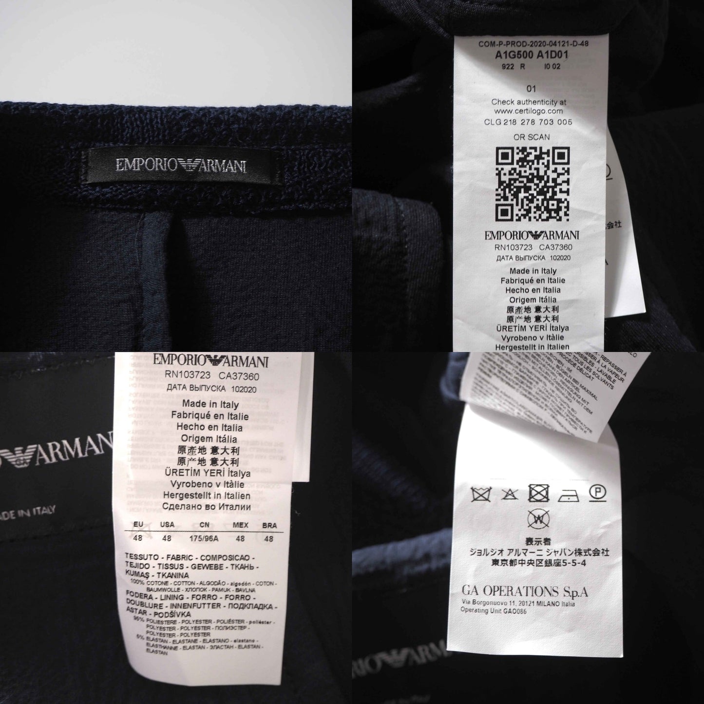 美品 エンポリオアルマーニ EMPORIO ARMANI 20年製 サマー テーラード ジャケット 48 ネイビー メンズ 正規品 6-AC006