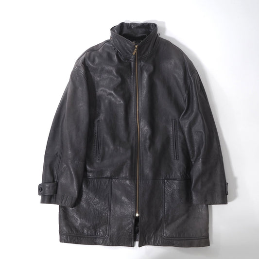 オールド グッチ GUCCI ヴィンテージ レザー ジャケット 50 ダークブラウン メンズ 正規品 6-AC010