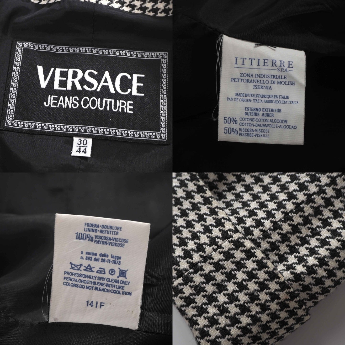 ヴァルサーチェ VERSACE スイングトップ ジャケット ジップアップ 44 千鳥柄 レディース 正規品 6-AC011