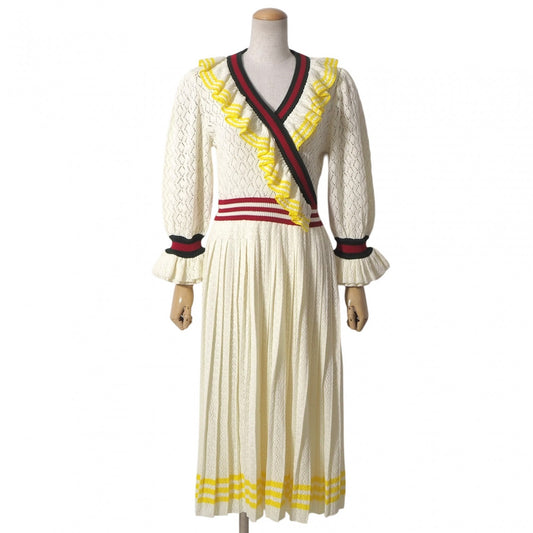 未使用 グッチ GUCCI x アディダス adidas フリル カシュクール ニットワンピース プリーツ M レディース 正規品 6-AC013