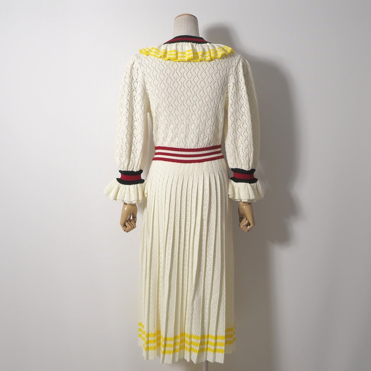 未使用 グッチ GUCCI x アディダス adidas フリル カシュクール ニットワンピース プリーツ M レディース 正規品 6-AC013