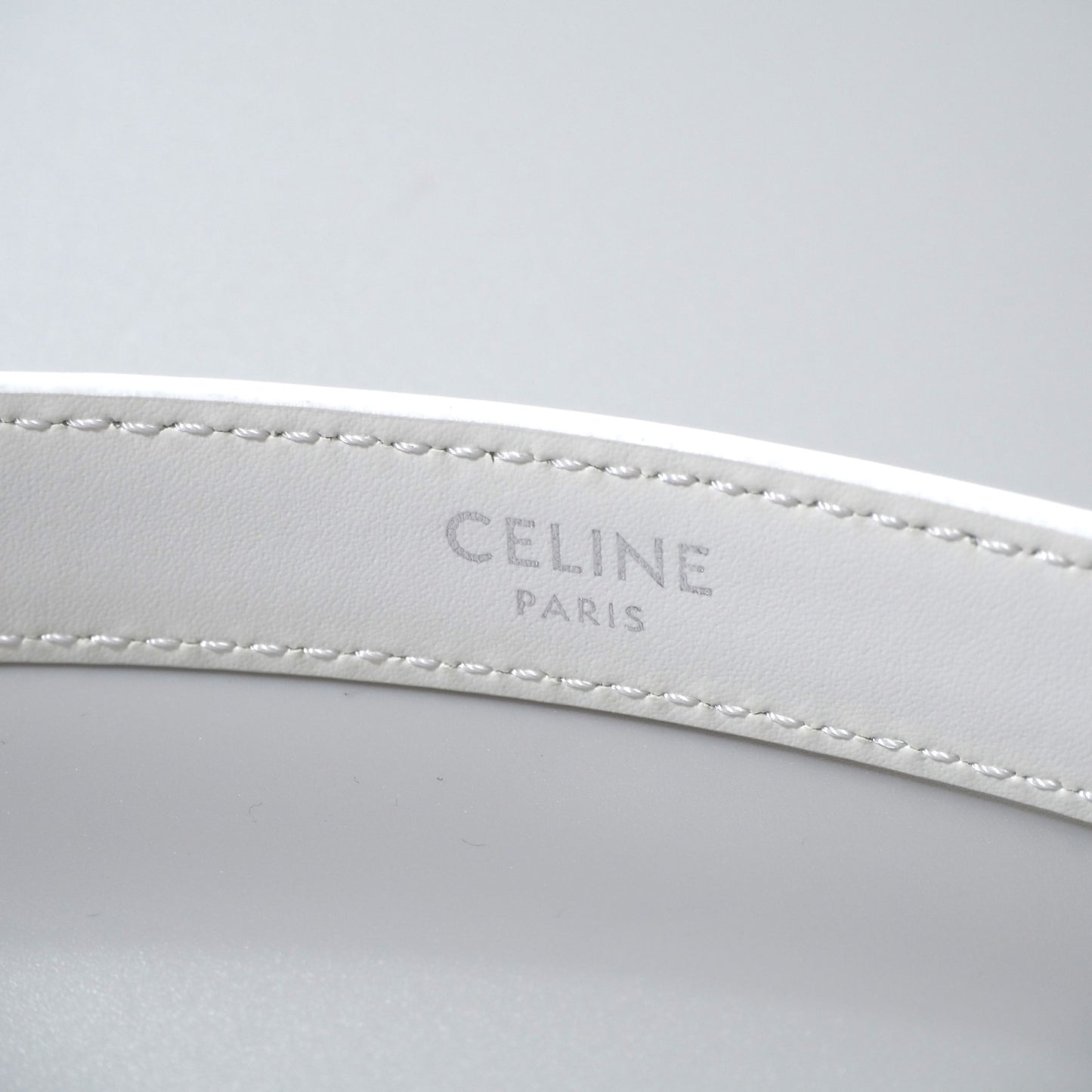 美品 セリーヌ CELINE エディ期 レザー ウェスタンベルト ホワイト 75 レディース 保存袋付 正規品 6-AD004