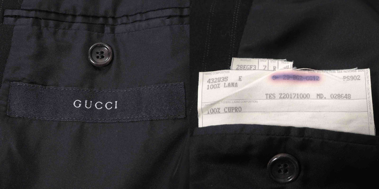 グッチ GUCCI トムフォード期 ウール スーツ ジャケット スラックス 48 ブラック メンズ 正規品 6-AD009