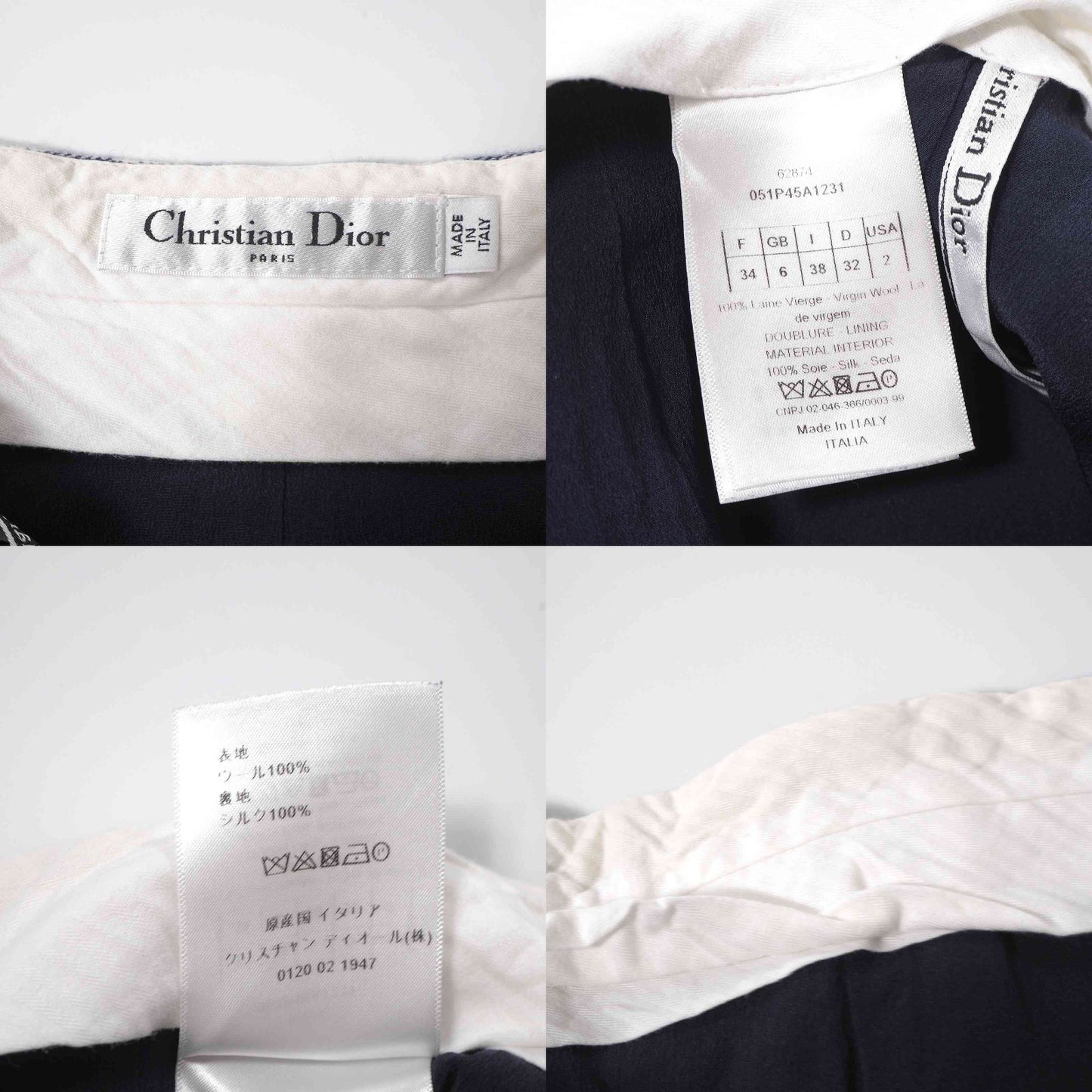 クリスチャンディオール Christian Dior 20年製 キュロット ハーフパンツ ショートパンツ 38 ブルー ホワイト チェック レディース 正規品 6-AD010