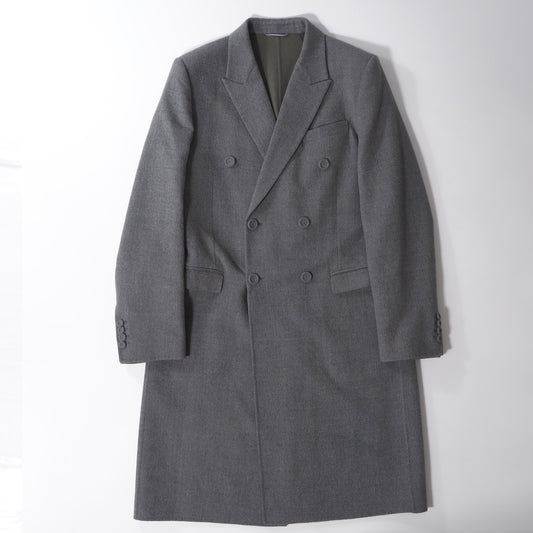 美品 ディオール DIOR 22SS ダブルフェイス ウール ダブルブレスト コート 48 グレー メンズ 正規品 6-AD011