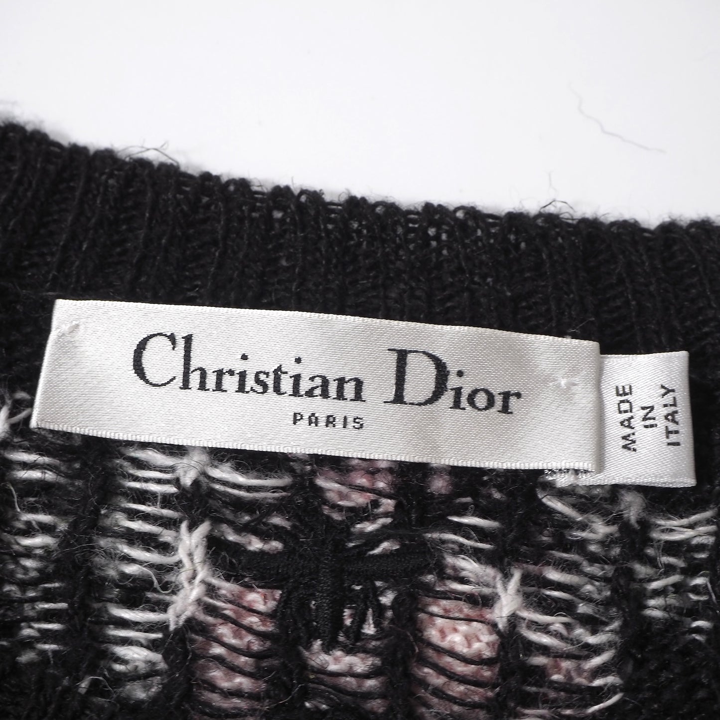 美品 クリスチャンディオール Christian Dior イタリア製 23年製 総柄 半袖 ニット 42 ブラック 花柄 レディース 正規品 6-AD015