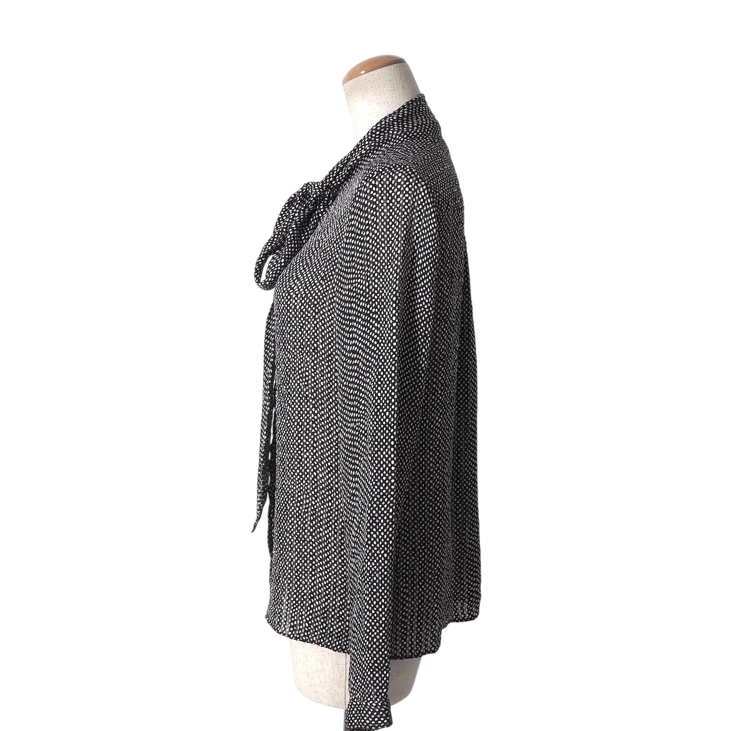 セリーヌ CELINE フランス製 フィービー期 シルク 総柄 ボイタイ ブラウス 36 ブラック レディース 正規品 6-AD016