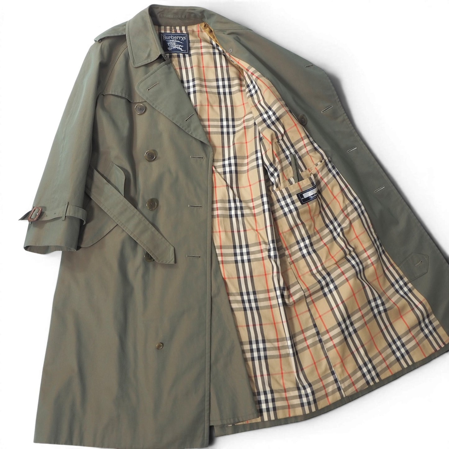 美品 バーバリー Burberry’s ヴィンテージ トレンチコート 90 165 カーキ メンズ 正規品 6-AD017