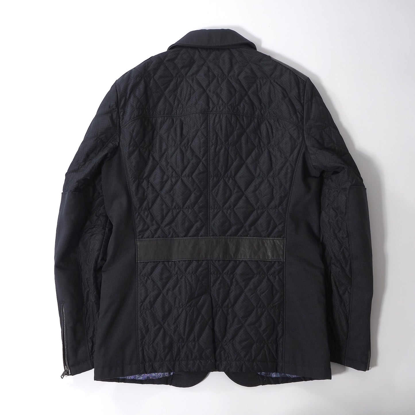 エトロ ETRO レザートリム キルティング ジャケット S ネイビー ブラック メンズ 正規品 6-AD018