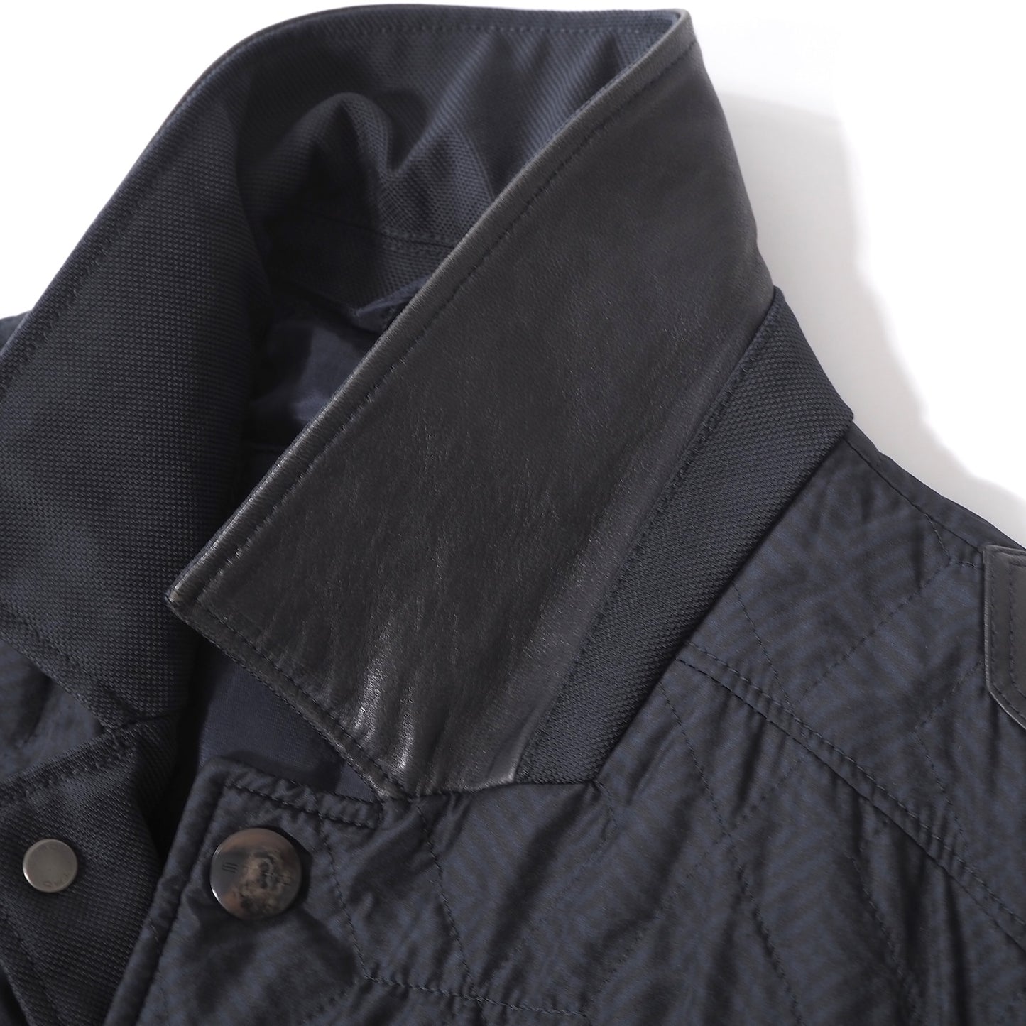 エトロ ETRO レザートリム キルティング ジャケット S ネイビー ブラック メンズ 正規品 6-AD018