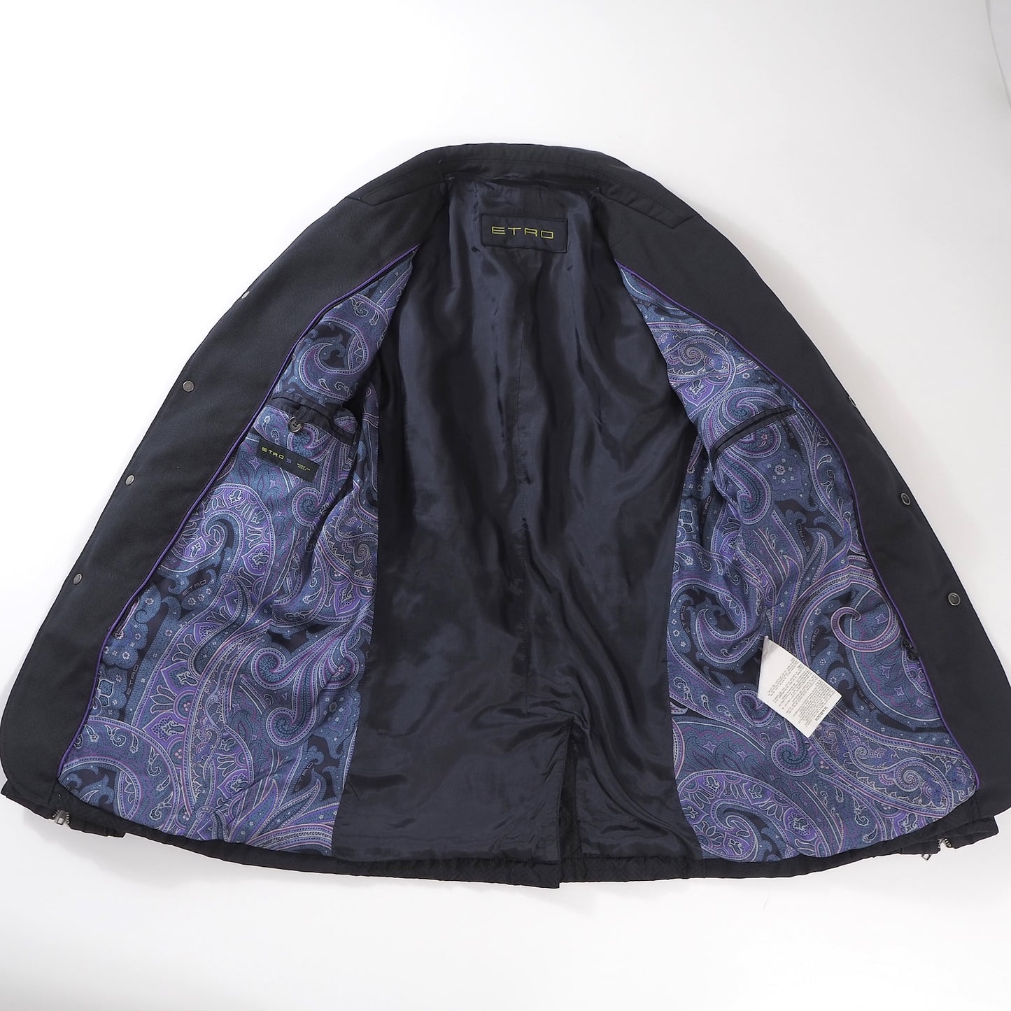 エトロ ETRO レザートリム キルティング ジャケット S ネイビー ブラック メンズ 正規品 6-AD018