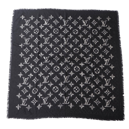 ルイヴィトン Louis Vuitton 20AW M76359 ジャイアントモノグラム ジャングル 大判 ストール ブラック 正規品 6-AD023