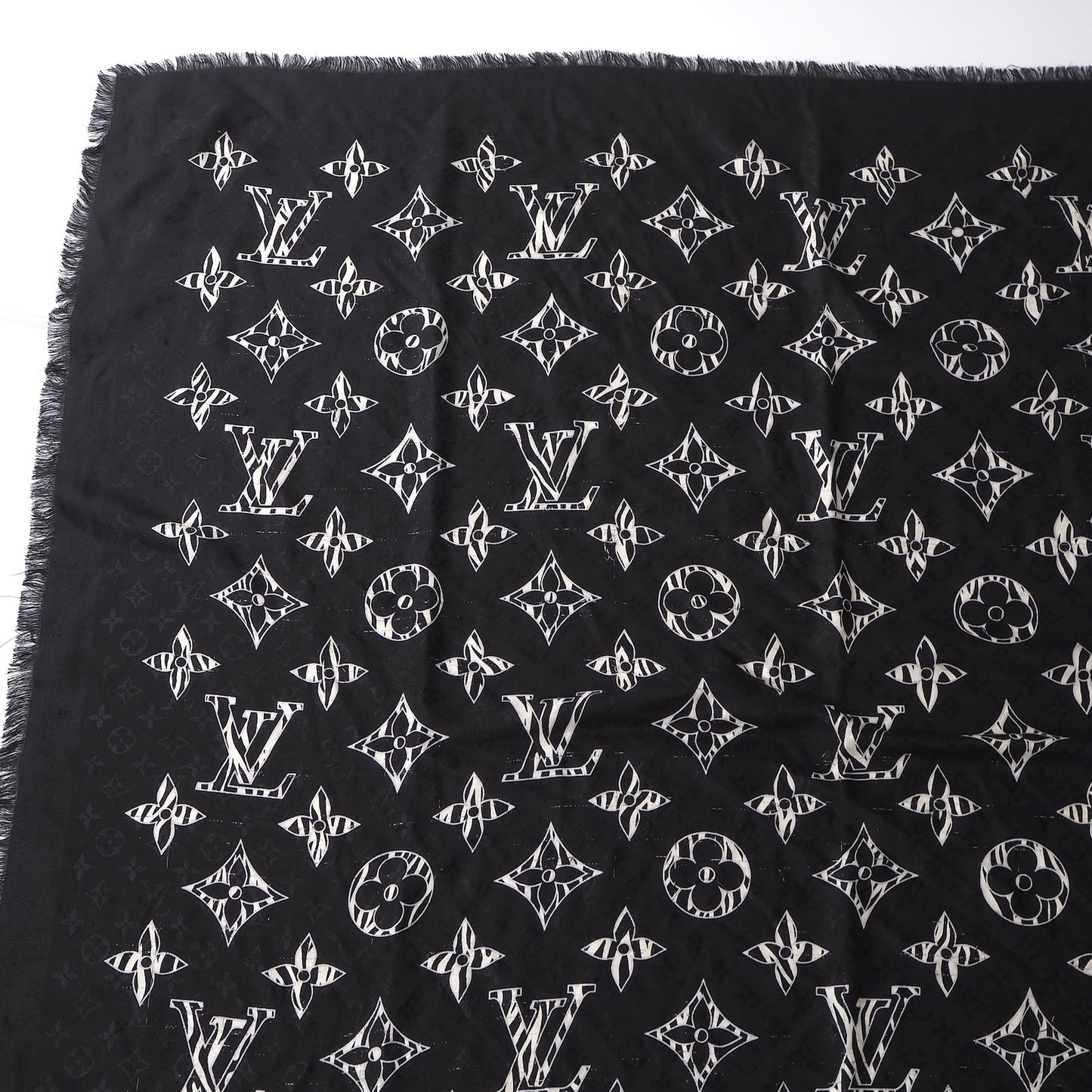 ルイヴィトン Louis Vuitton 20AW M76359 ジャイアントモノグラム ジャングル 大判 ストール ブラック 正規品 6-AD023