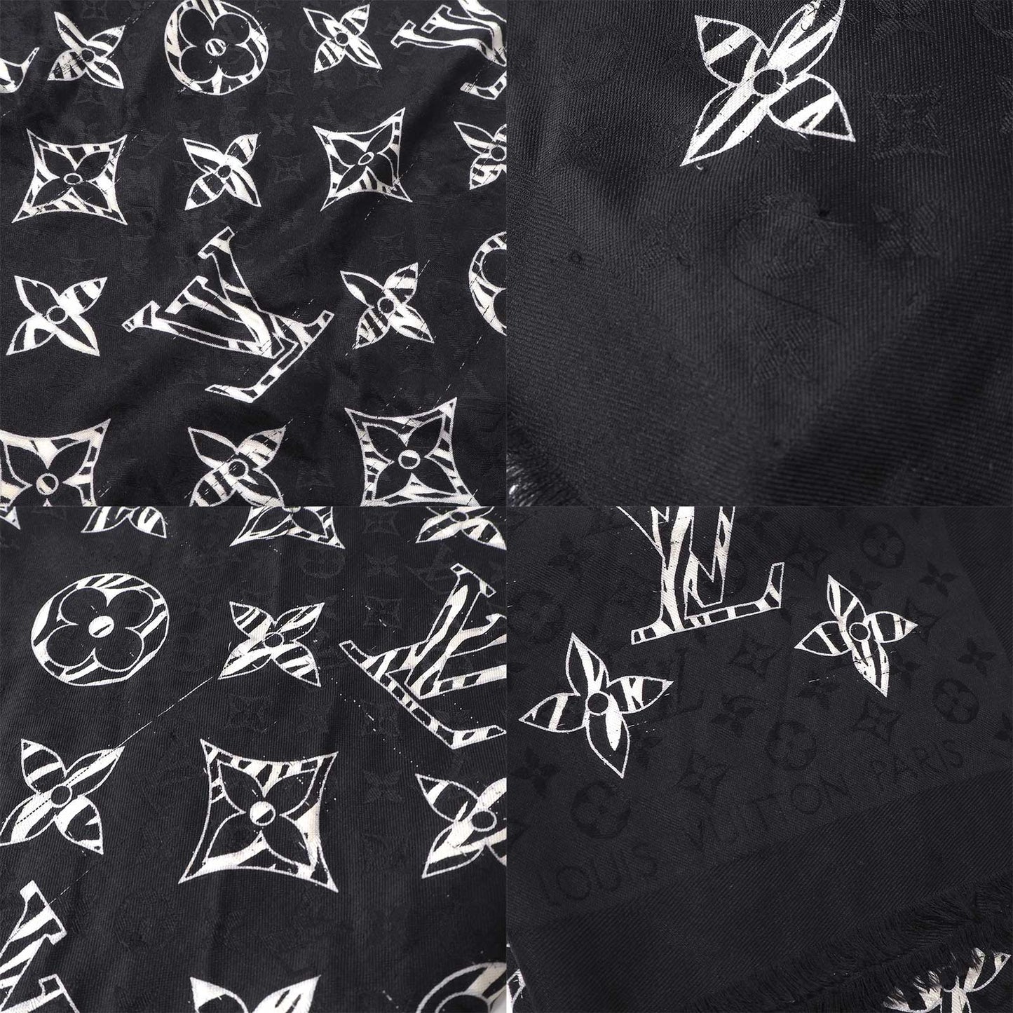 ルイヴィトン Louis Vuitton 20AW M76359 ジャイアントモノグラム ジャングル 大判 ストール ブラック 正規品 6-AD023