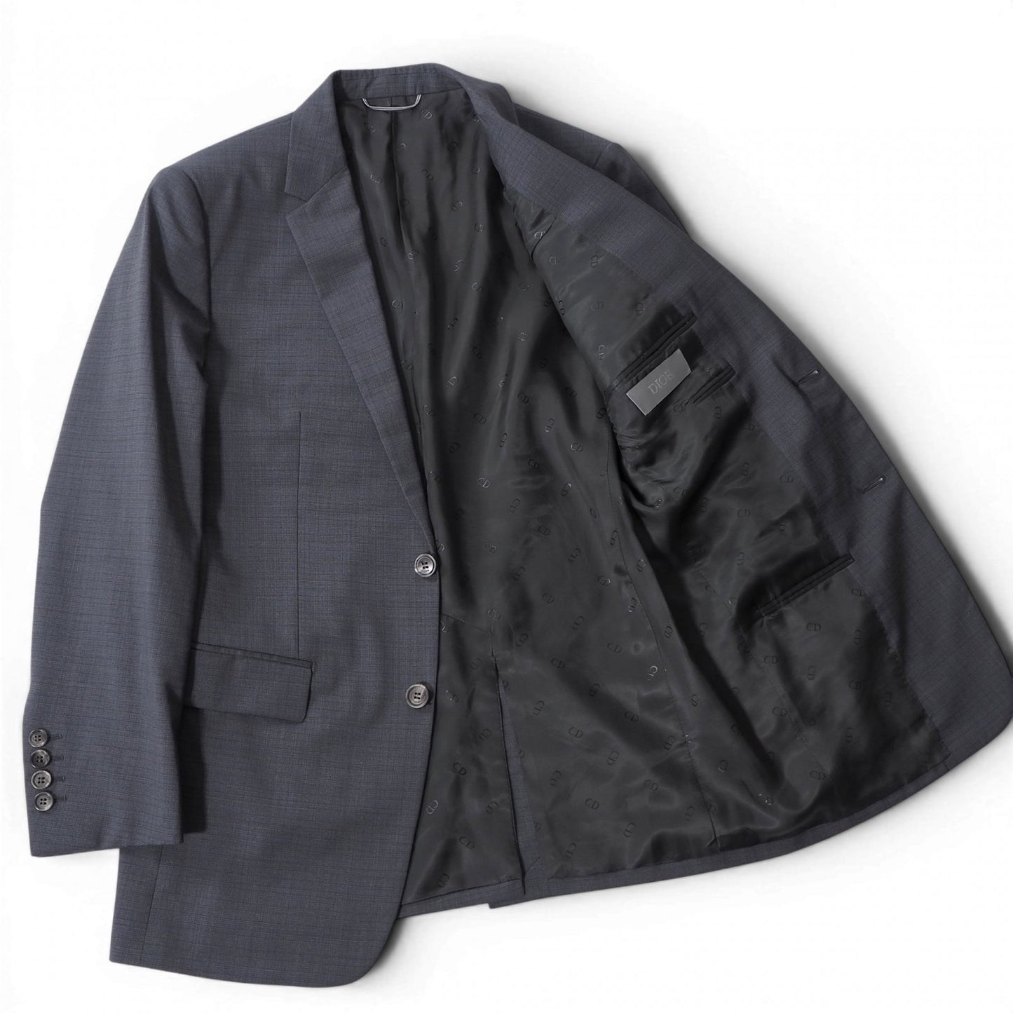 極美品 ディオール DIOR 26年製 スーツ ジャケット パンツ 46 グレー メンズ 正規品 6-AE020