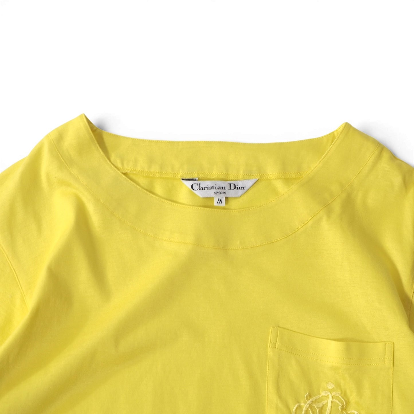 美品 クリスチャンディオール Christian Dior ヴィンテージ エンブロイダリー 半袖 Tシャツ M イエロー レディース 正規品 6-AE027