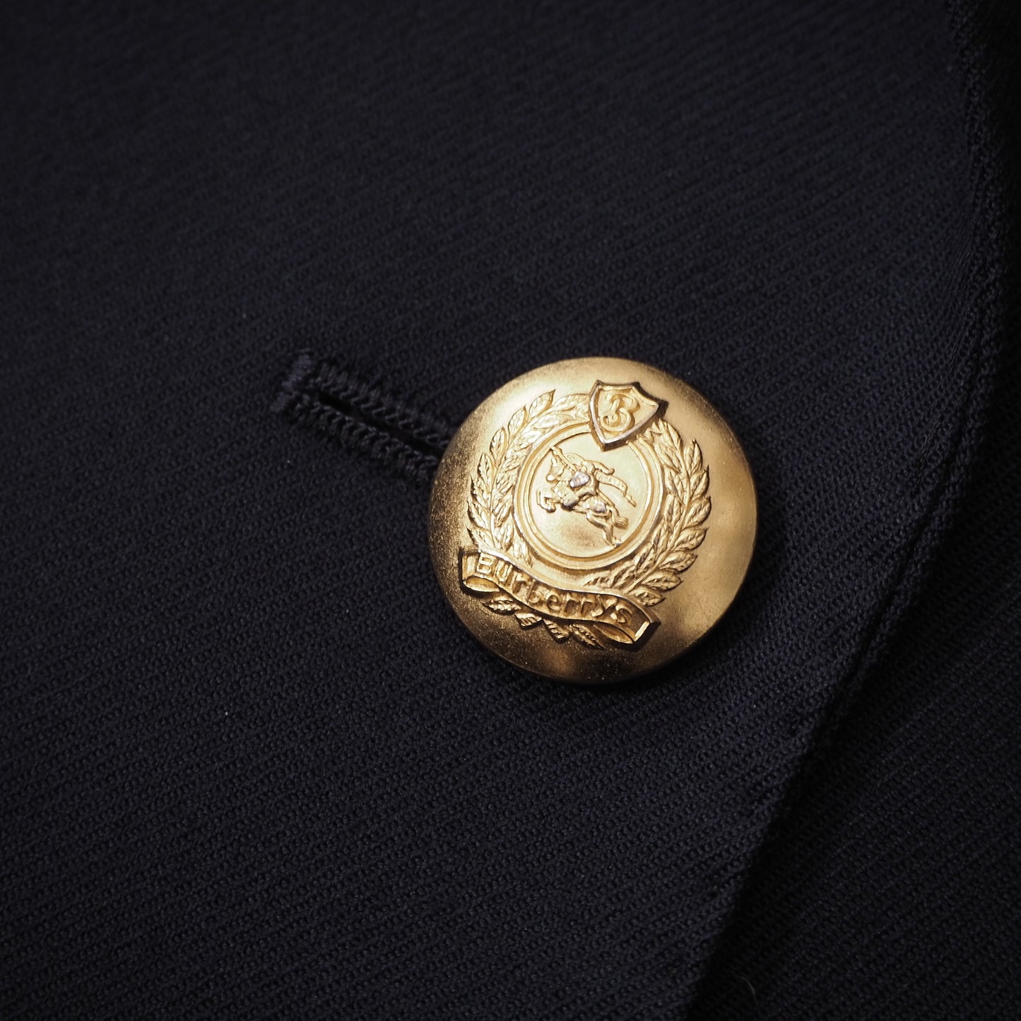 美品 バーバリー Burberrys’ ヴィンテージ ウール カシミヤ 金ボタン ダブルブレスト ジャケット 15 ネイビー レディース 正規品 6-AG039