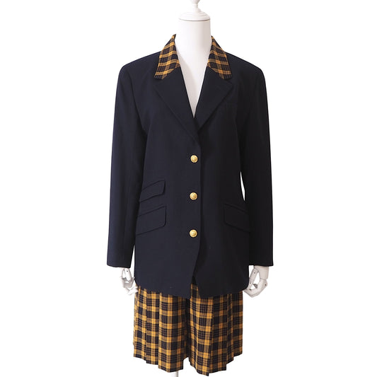 美品 クリスチャンディオール Christian Dior ヴィンテージ セットアップ スーツ ジャケット ショートパンツ M ネイビー オレンジ レディース 正規品 6-AG041