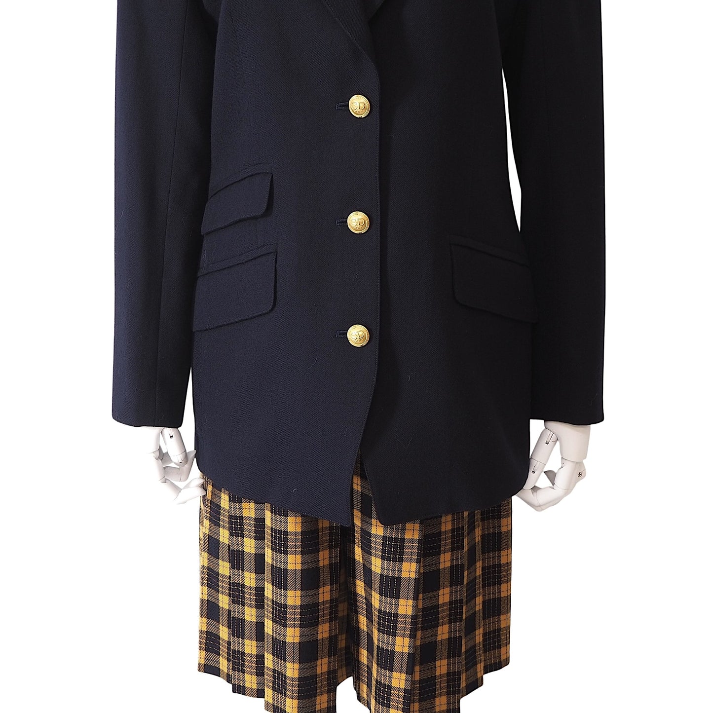 美品 クリスチャンディオール Christian Dior ヴィンテージ セットアップ スーツ ジャケット ショートパンツ M ネイビー オレンジ レディース 正規品 6-AG041