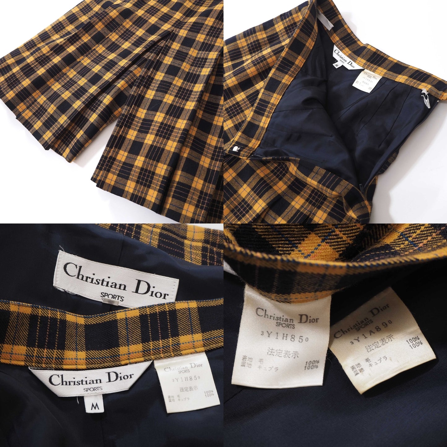 美品 クリスチャンディオール Christian Dior ヴィンテージ セットアップ スーツ ジャケット ショートパンツ M ネイビー オレンジ レディース 正規品 6-AG041