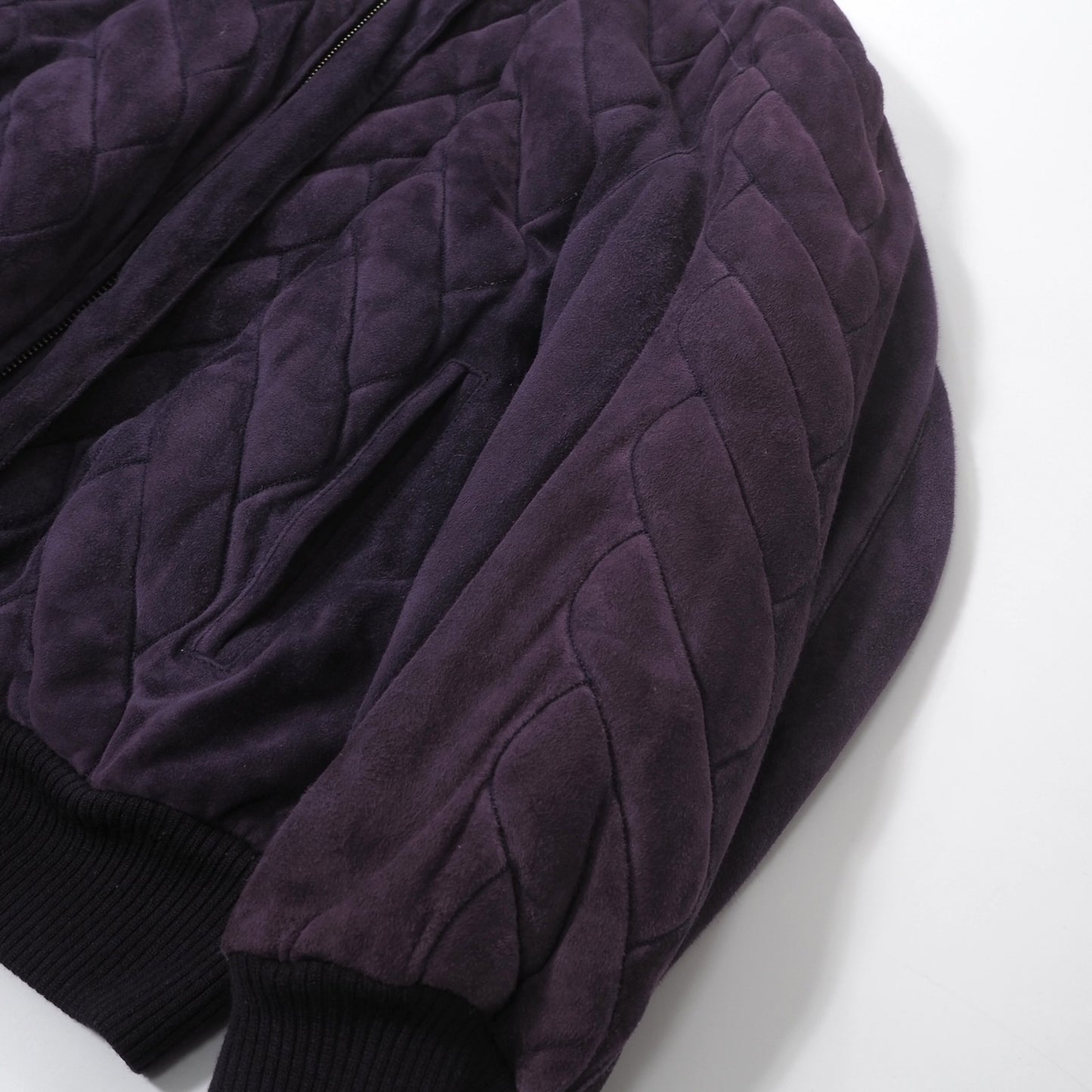 ロエベ LOEWE スペイン製 ヴィンテージ レザー ボンバージャケット 中綿 50 パープル メンズ 正規品 6-DC001