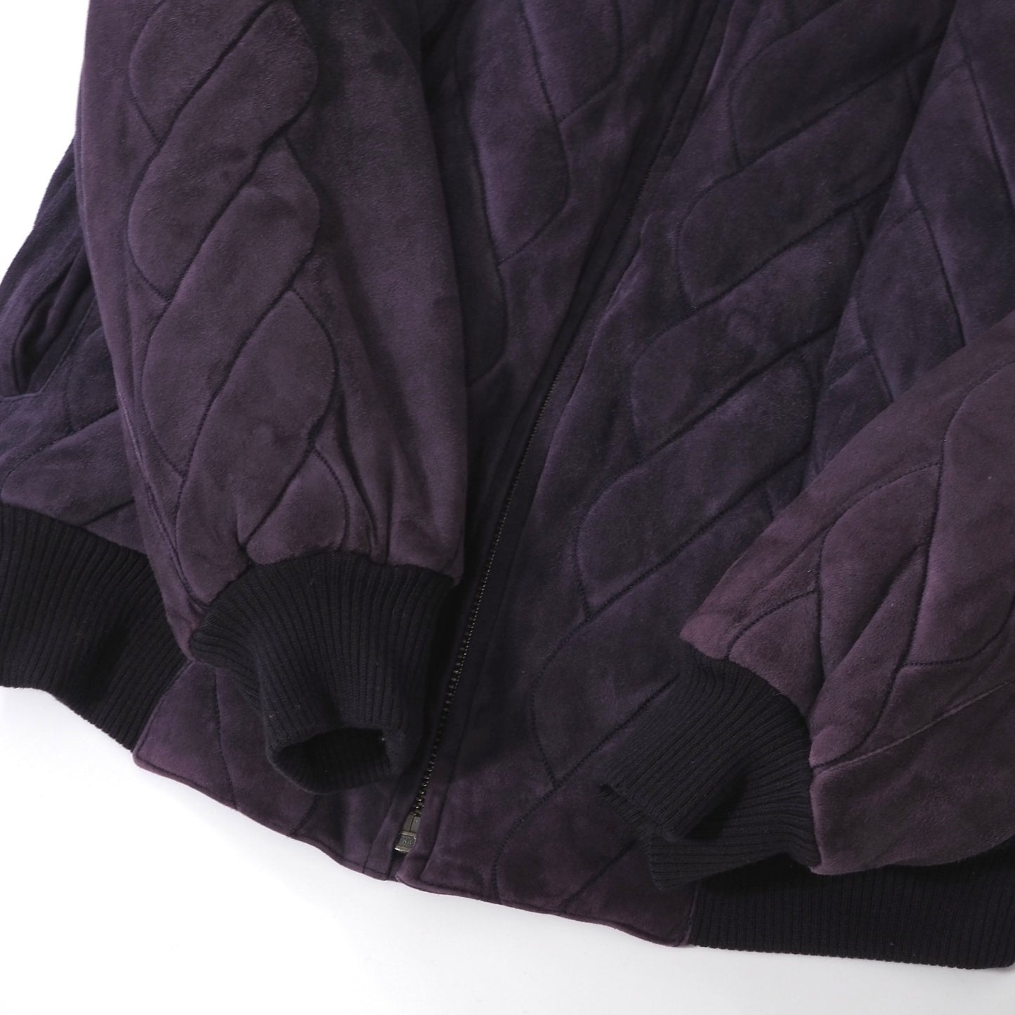 ロエベ LOEWE スペイン製 ヴィンテージ レザー ボンバージャケット 中綿 50 パープル メンズ 正規品 6-DC001