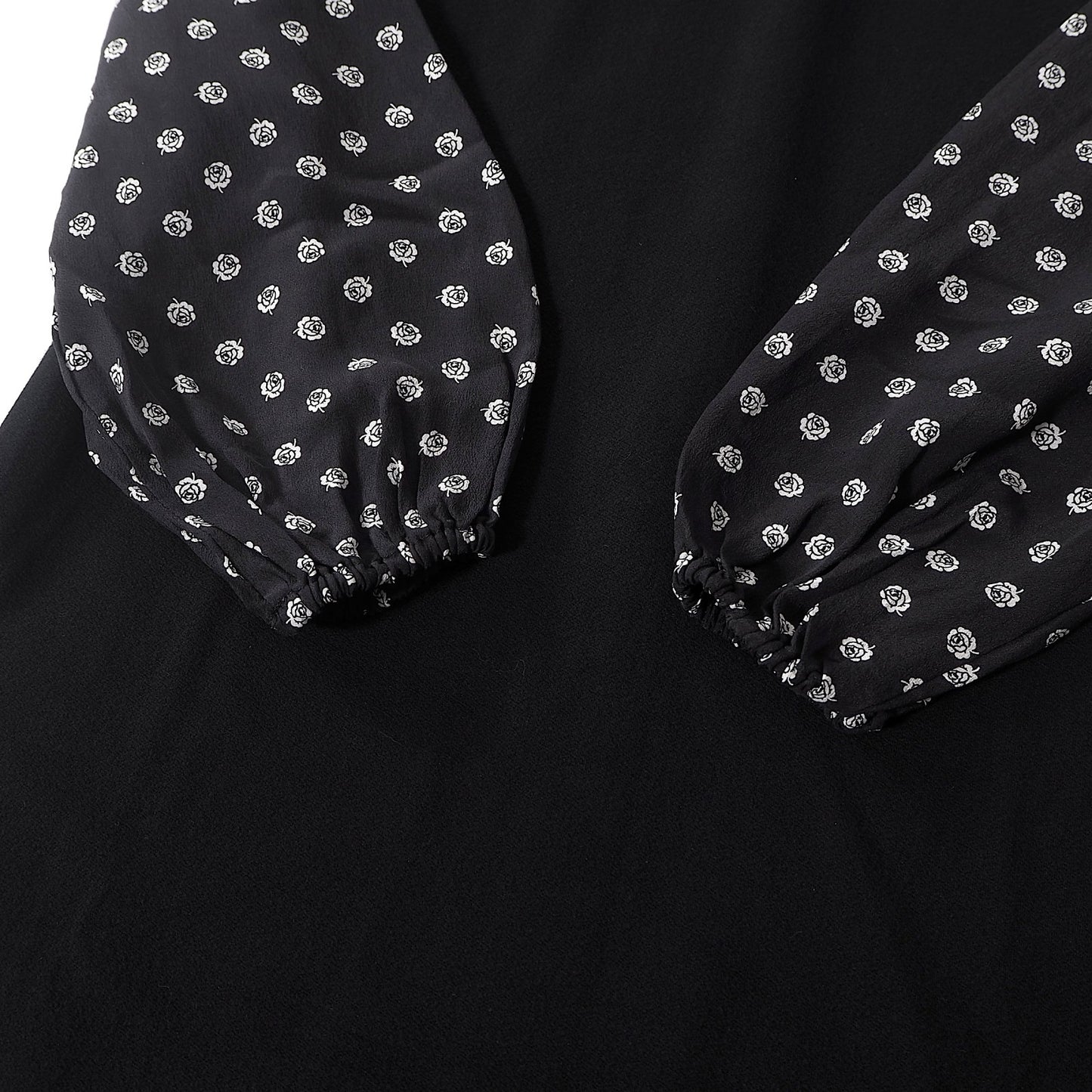 美品 ドルチェ&ガッバーナ DOLCE&GABBANA パフスリーブ ワンピース 36 花柄 ブラック レディース 正規品 6-DE026