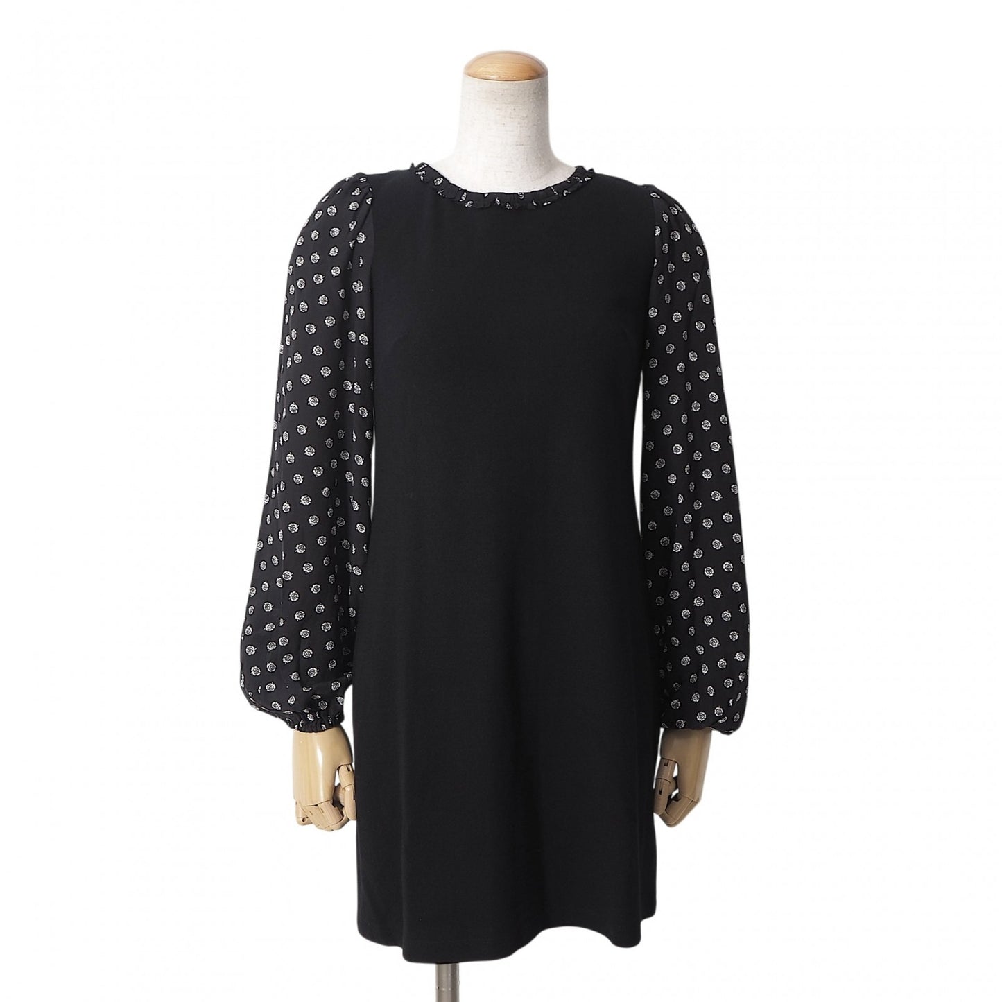 美品 ドルチェ&ガッバーナ DOLCE&GABBANA パフスリーブ ワンピース 36 花柄 ブラック レディース 正規品 6-DE026
